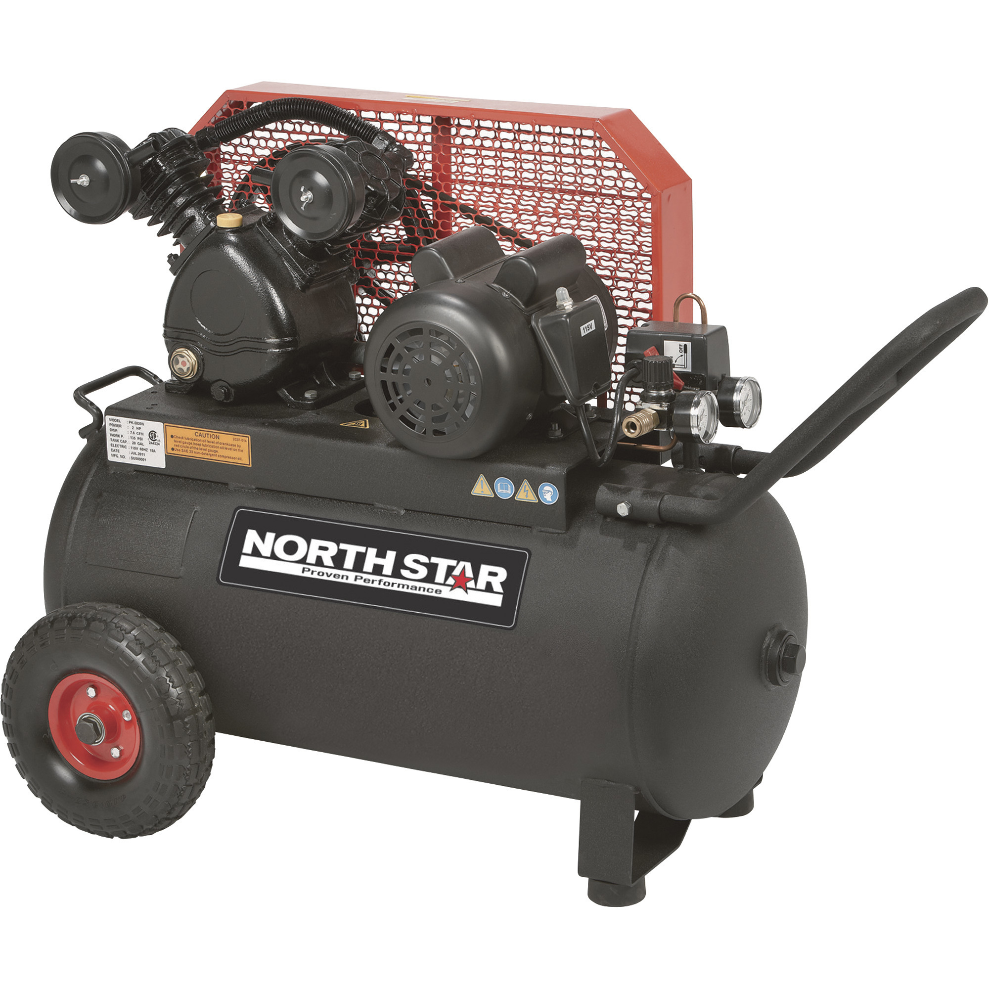 NorthStar Single-Stage Portable Electric Air Compressor — 2 HP, 20-Gallon,  5.0 CFM, Horizontal