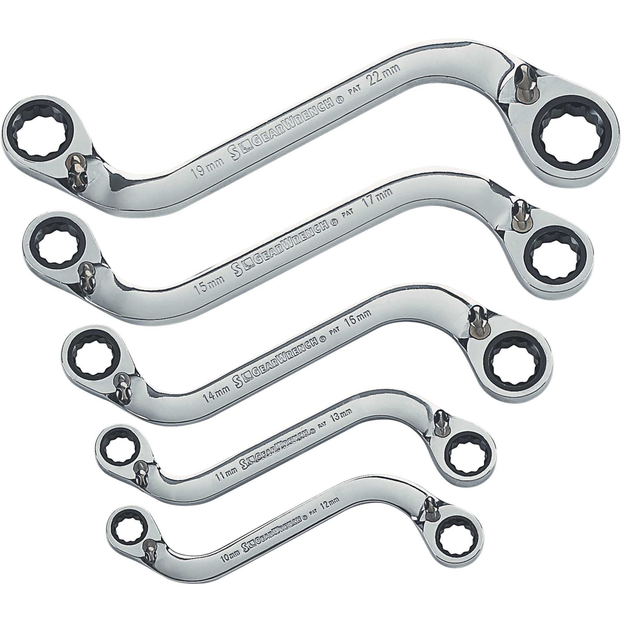 S-Shaped Reversible Gearwrenches — 5-Pc. Metric Set, Model# 85299