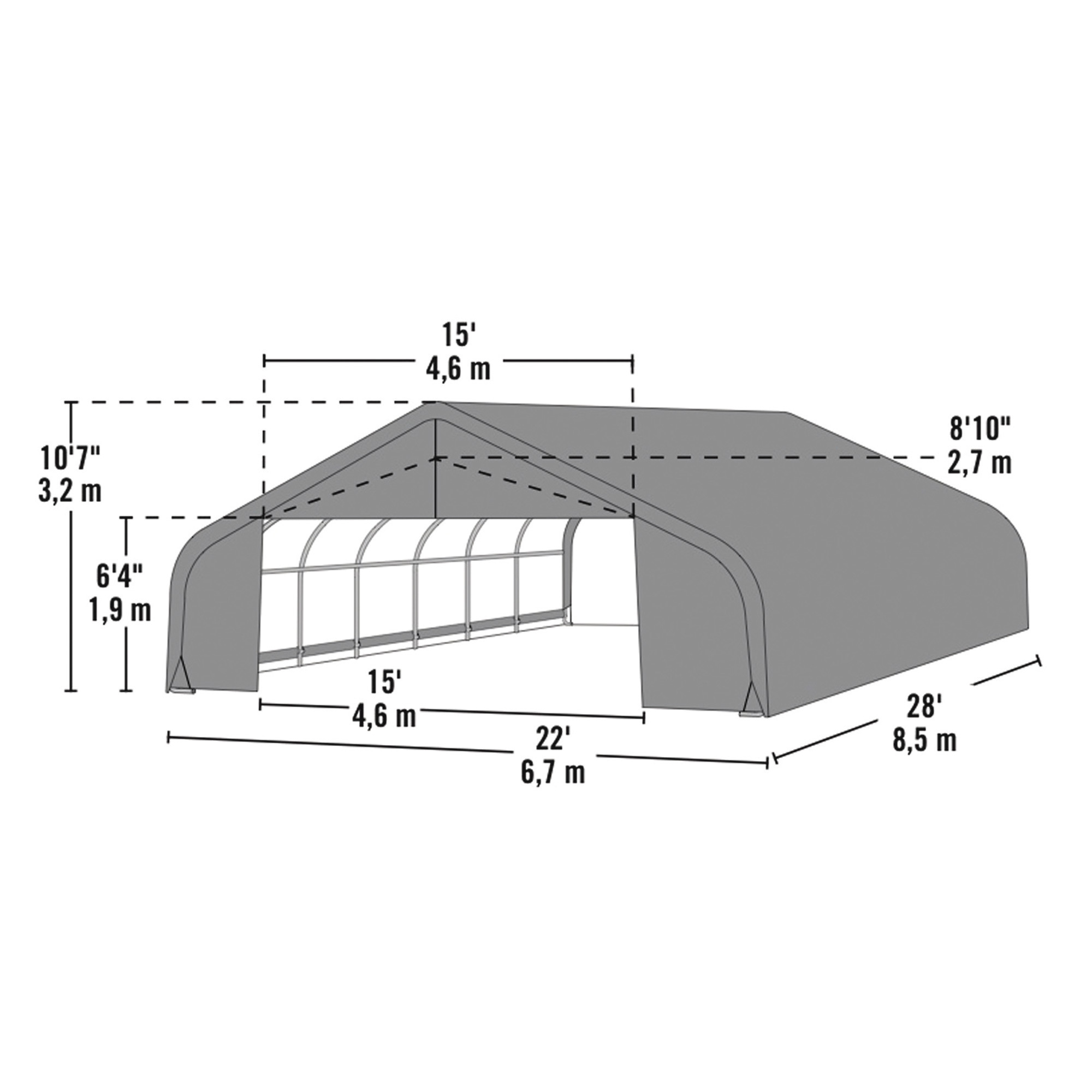 ShelterLogic Peak Style Double Wide Garage/Storage Shelter - 28ft.L x ...