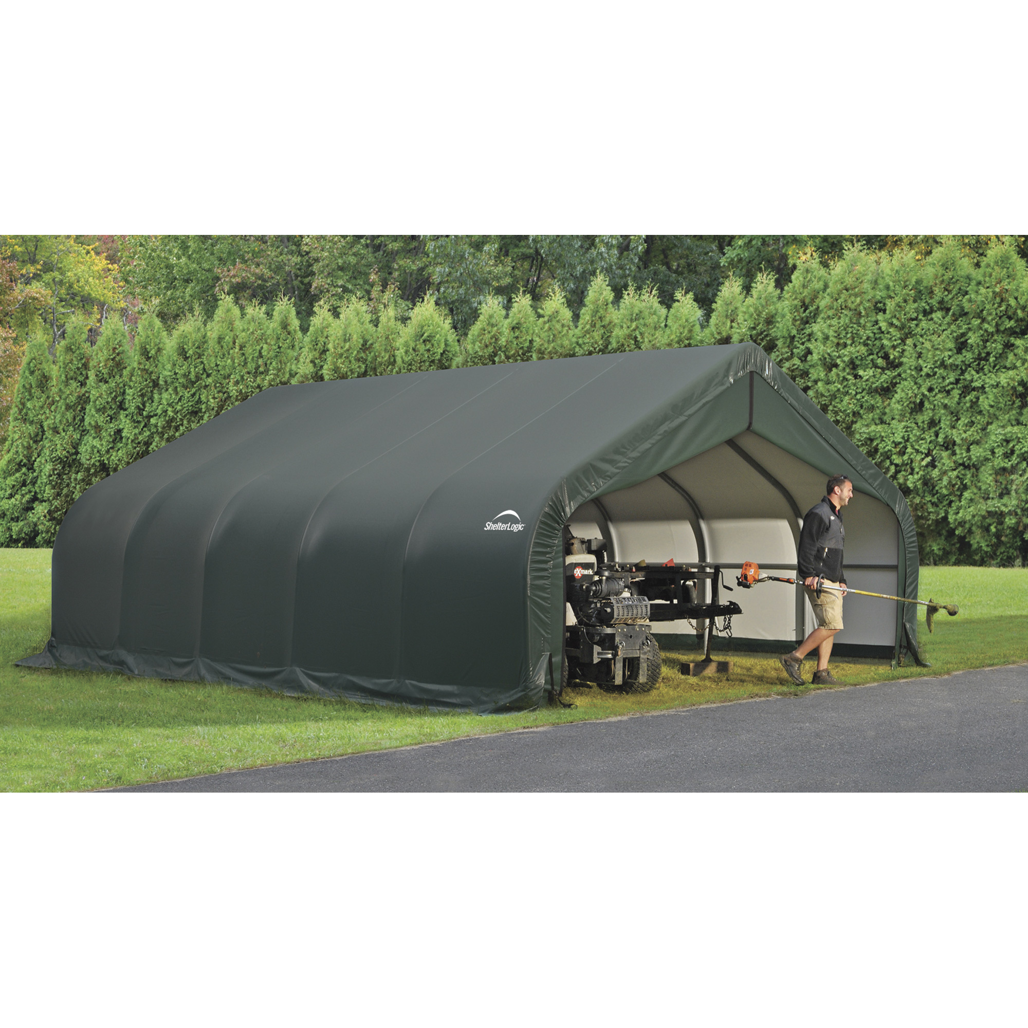 ShelterLogic Peak Style Garage/Storage Shelter — Gray, 28ft.L x 18ft.W