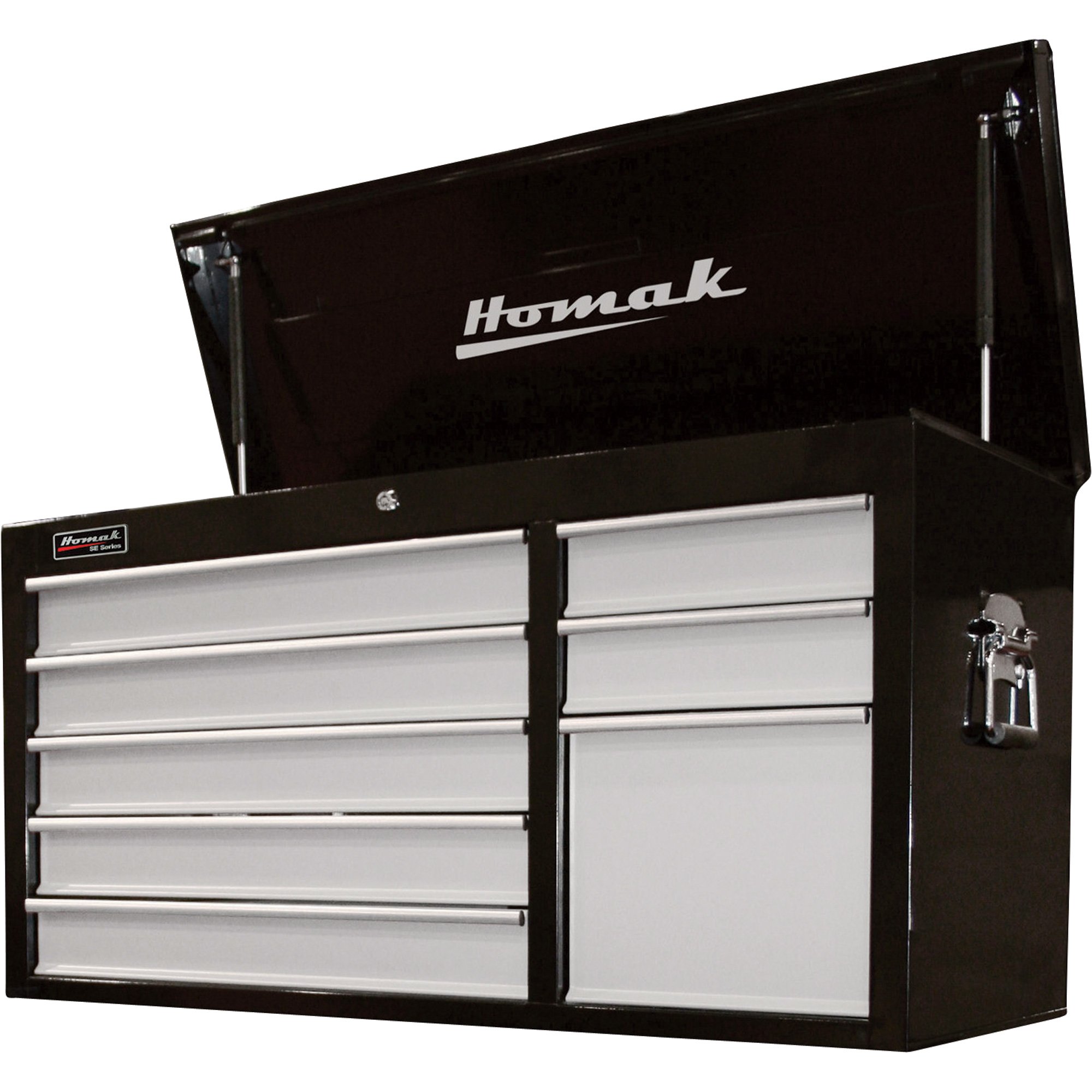 Homak SE Series 41in. 8-Drawer Top Tool Chest — Black, 40in.W x 16in.D x 21  5/8in.H, Model# BG02041083