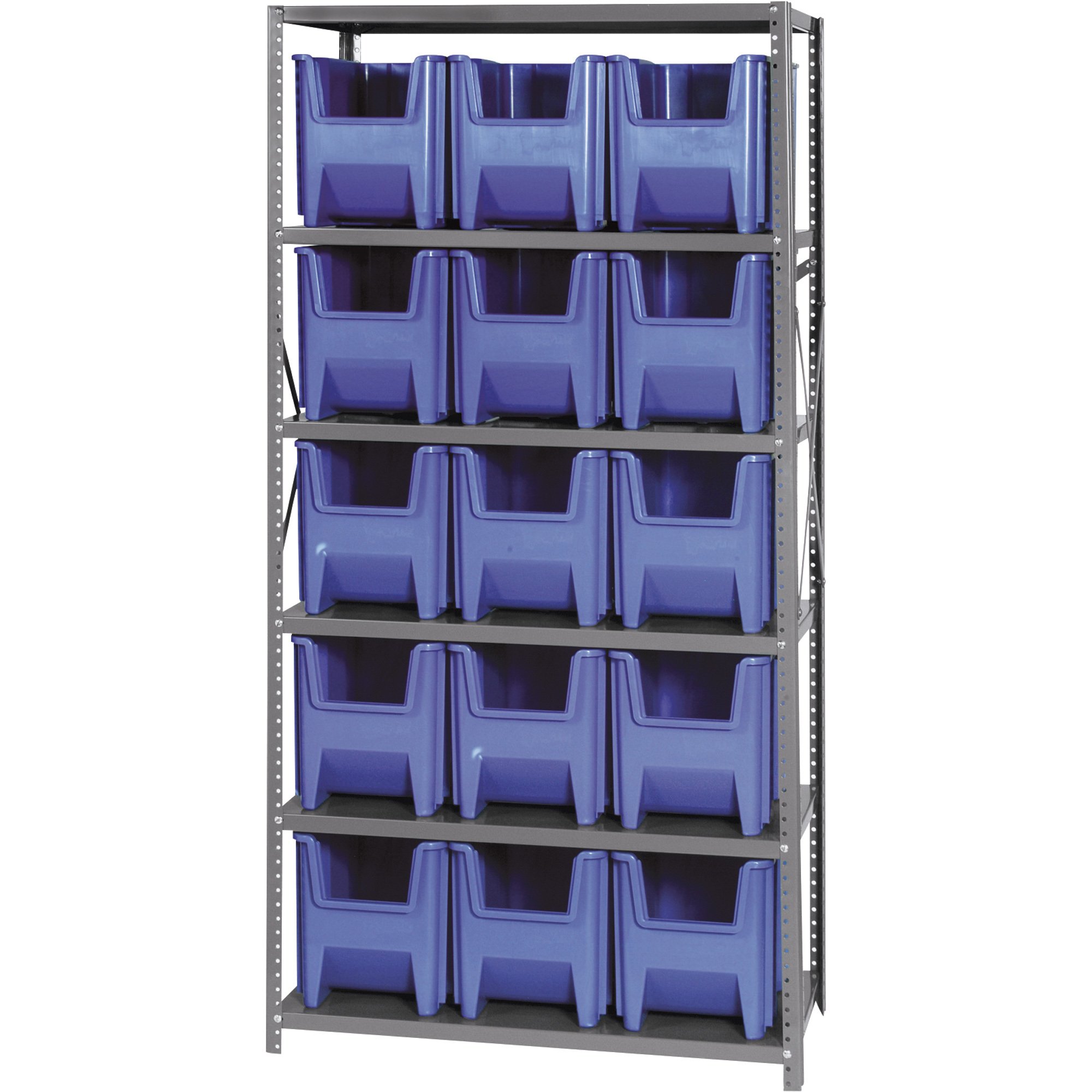 Quantum Storage Giant Hopper Bins With Shelf Unit — 36in.W x 18in.D x ...