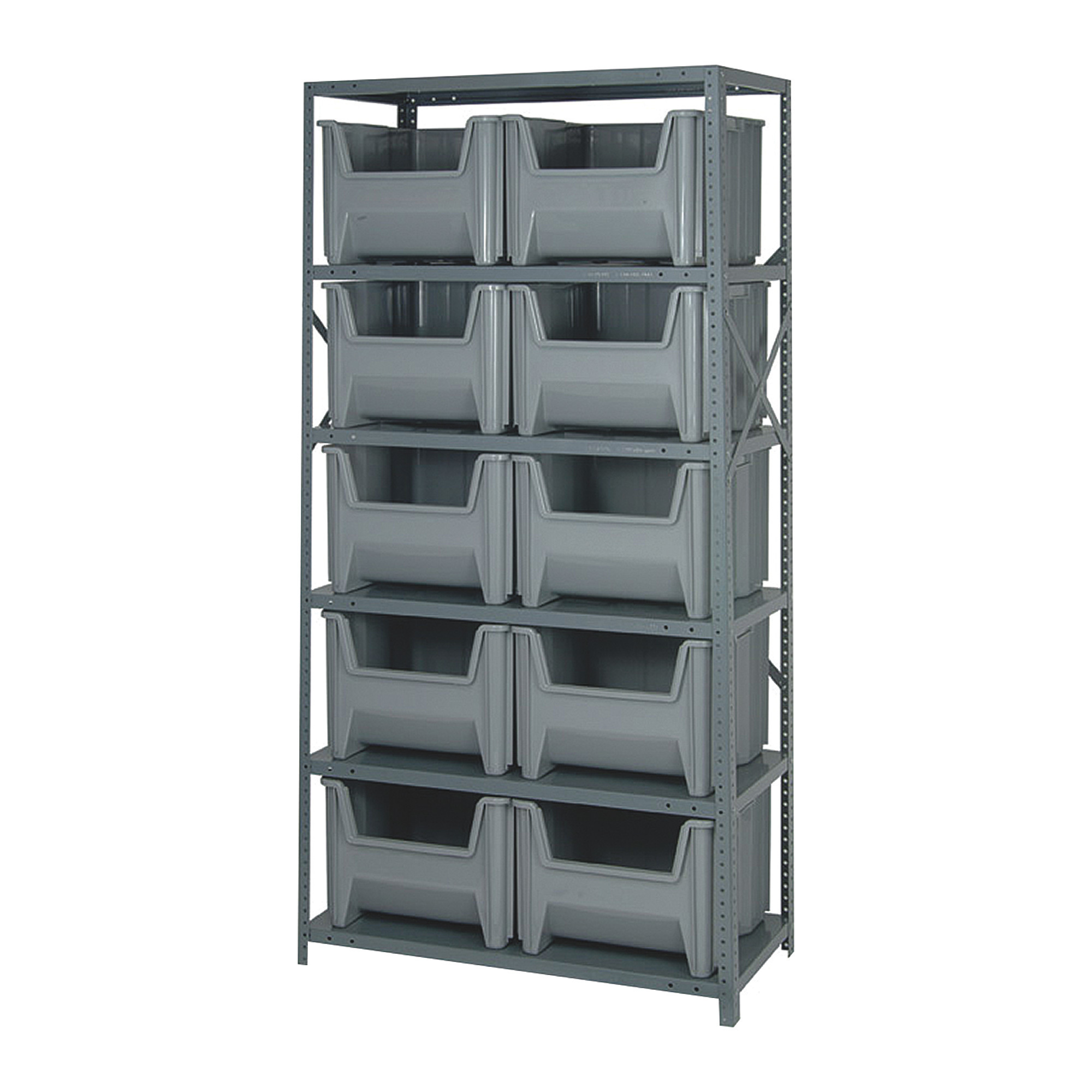 Quantum Storage Metal Shelving Unit with 10 Giant Hopper Bins, 36in.W x ...