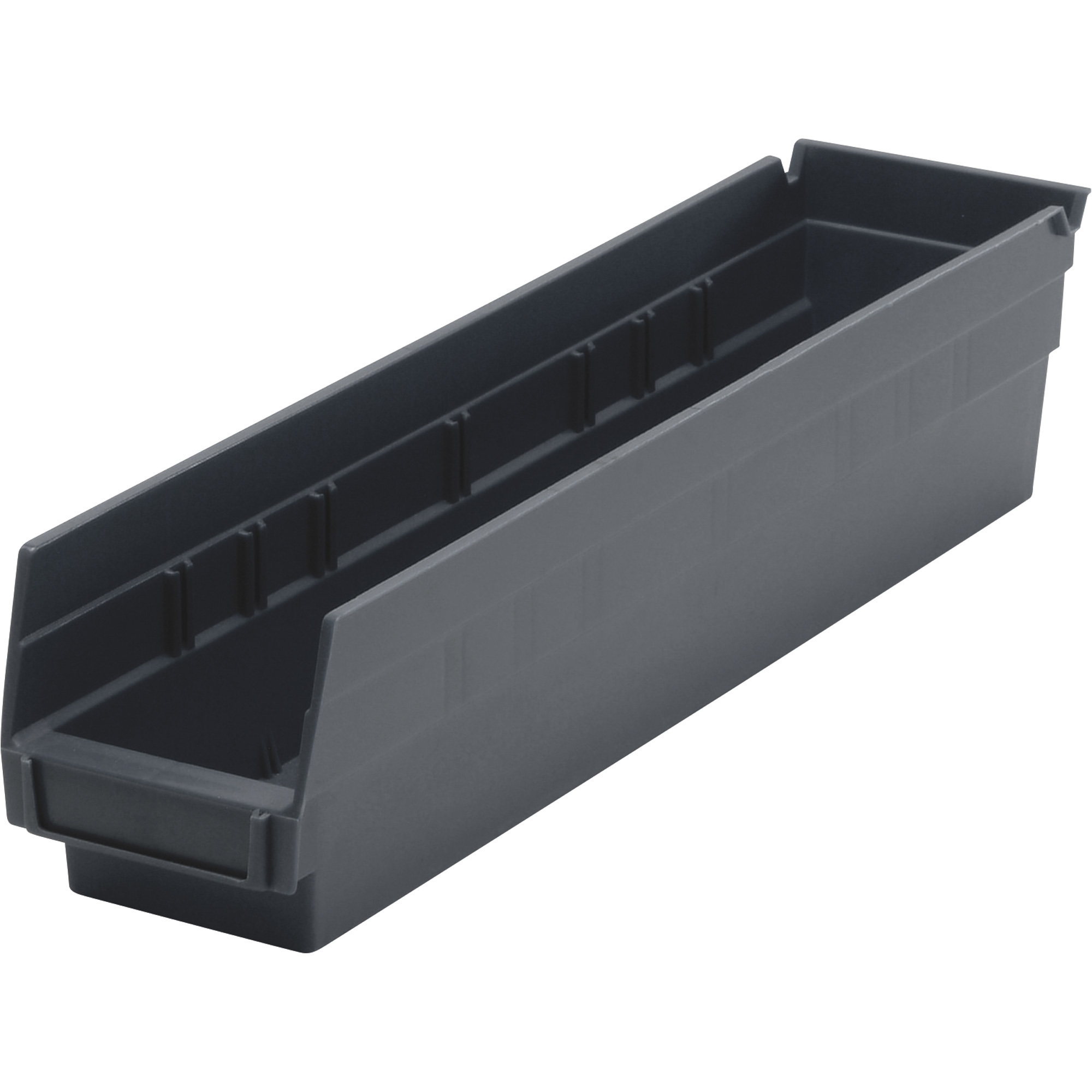 Quantum Storage Economy Shelf Bins, 17 7/8in. x 4 1/8in. x 4in. Size, Black, Carton of 20, Model# QSB103BKCS