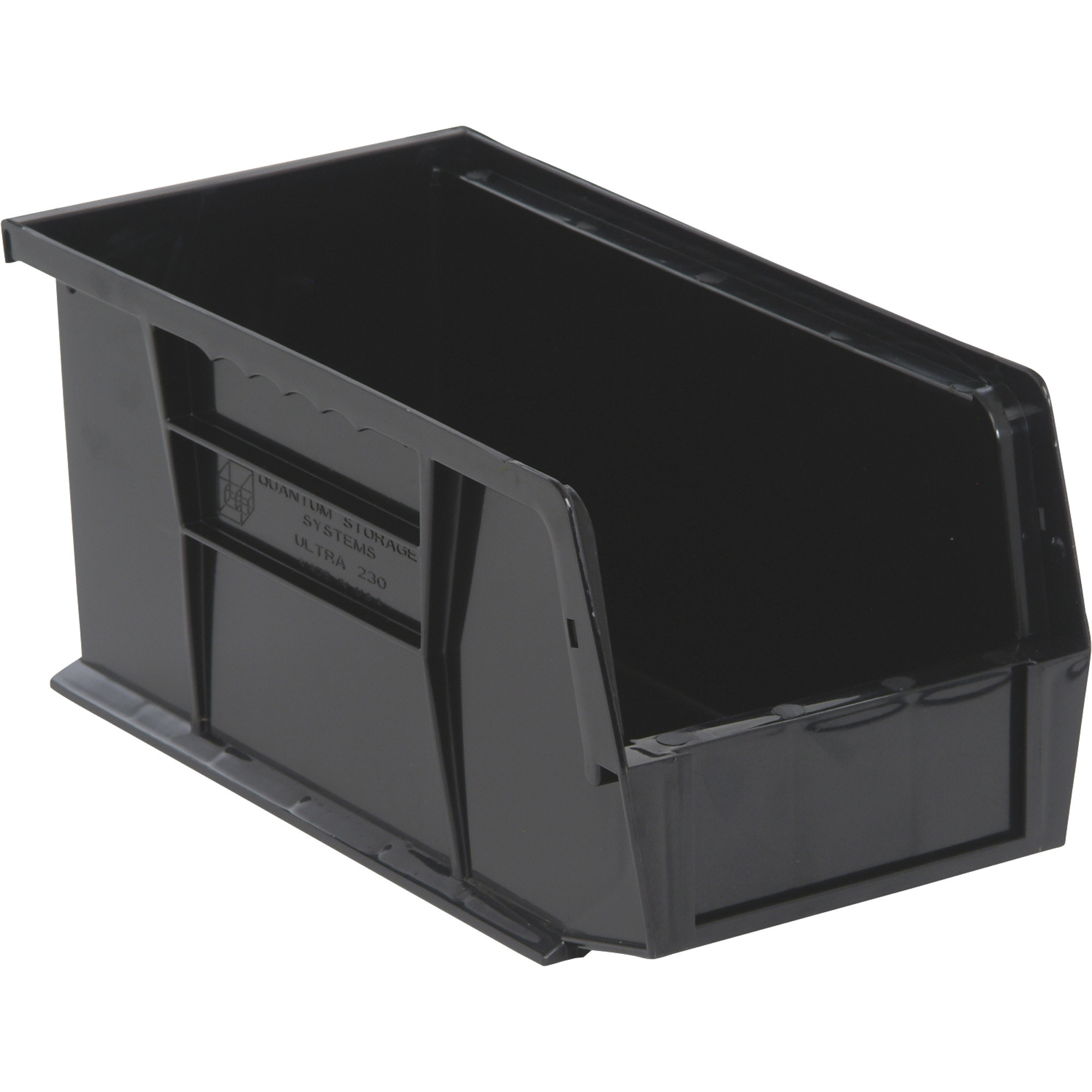 Quantum Storage Heavy Duty Stacking Bins, 10 7/8in. x 5 1/2in. x 5in. Size, Black, Carton of 12, Model# QUS230BKCS