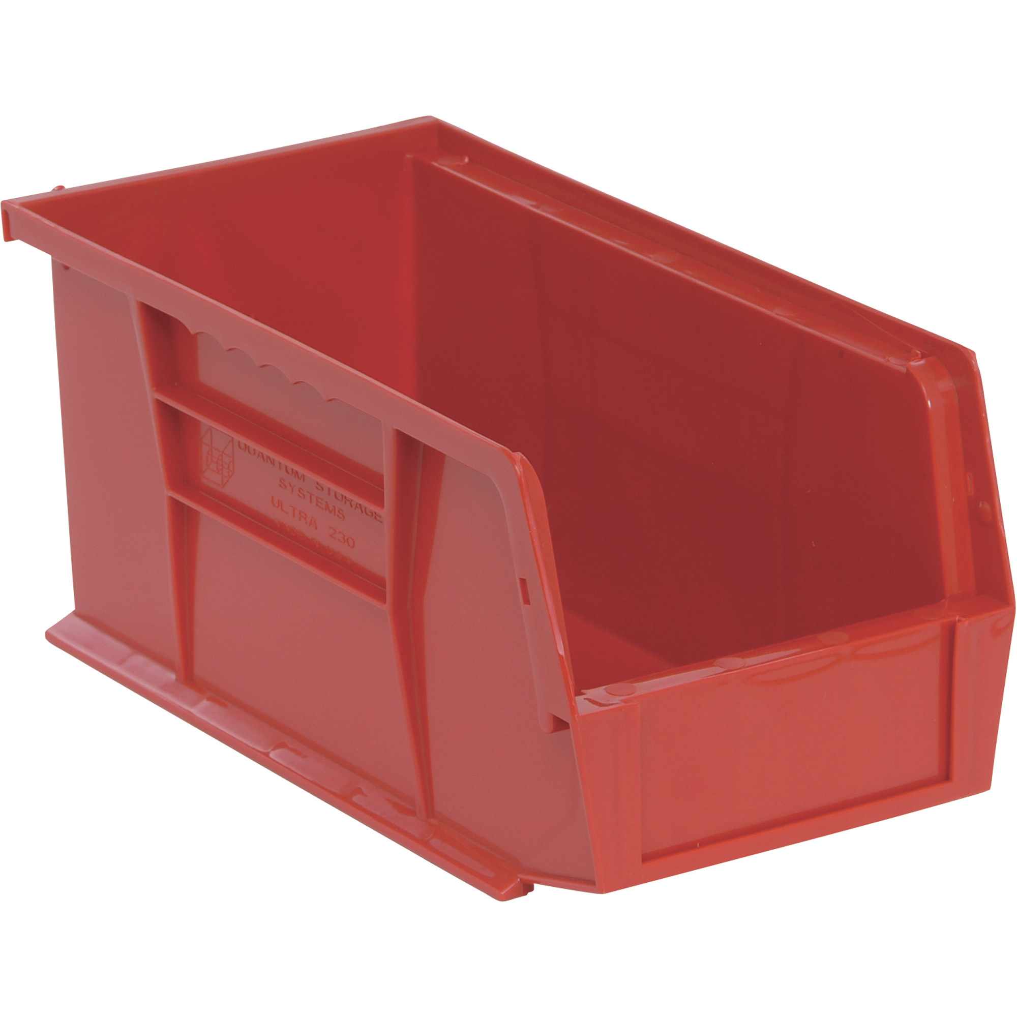 Quantum Storage Heavy Duty Stacking Bins, 10 7/8in. x 5 1/2in. x 5in. Size, Red, Carton of 12, Model# QUS230RDCS
