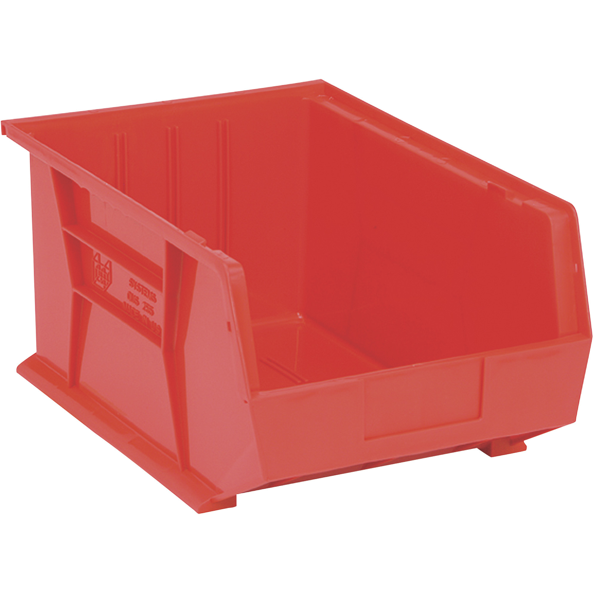Quantum Storage Heavy Duty Stacking Bins, 16in. x 11in. x 8in. Size, Red, Carton of 4, Model# QUS255RDCS