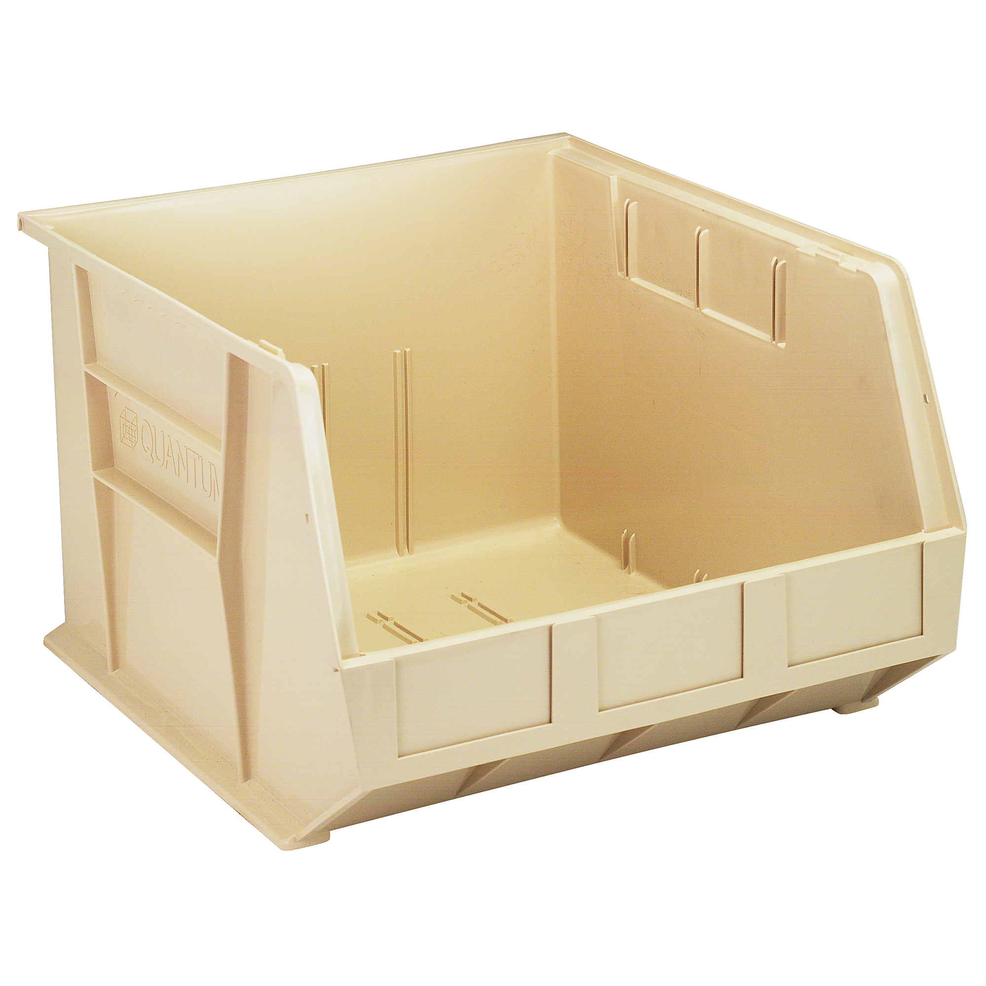 Quantum Storage Heavy Duty Stacking Bins, 18in. x 16 1/2in. x 11in. Size, Ivory, Carton of 3, Model# QUS270IVCS