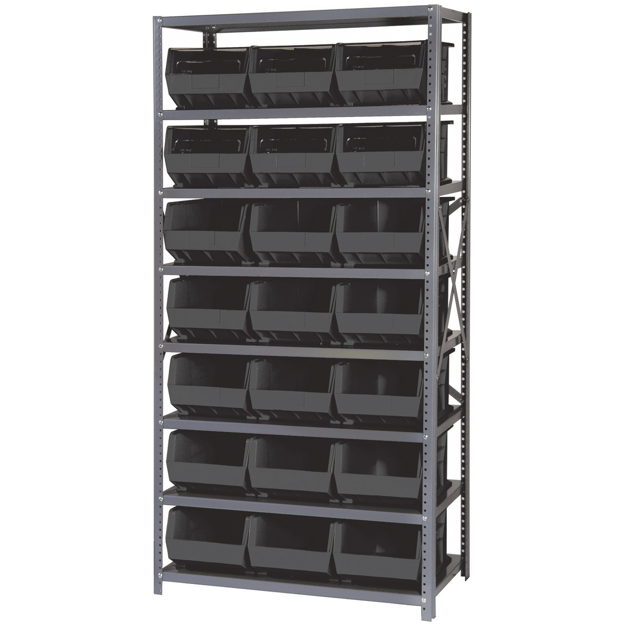 Quantum Storage Single Side Metal Shelving Unit with 21 Bins, 18in. x ...