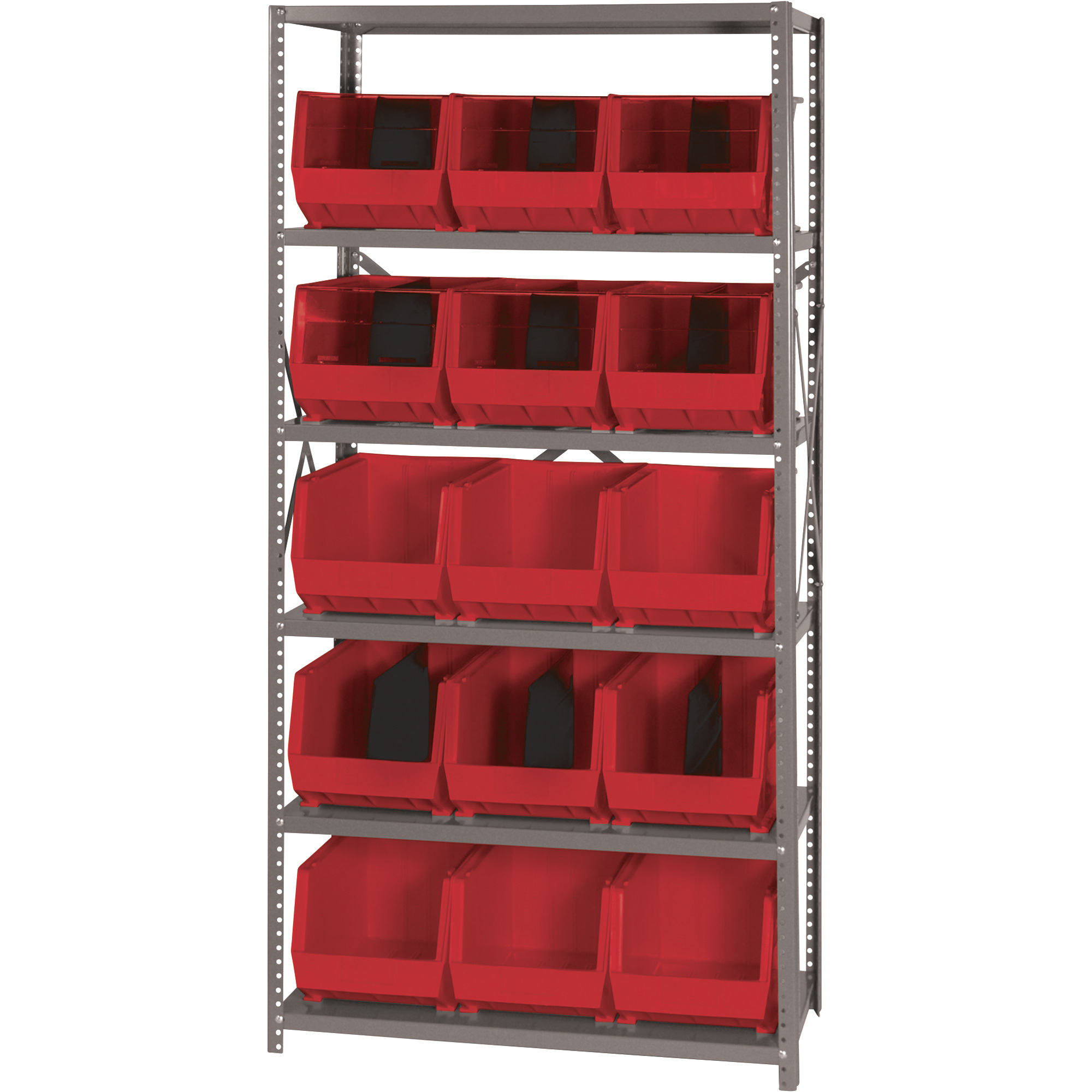 Quantum Storage Single Side Metal Shelving Unit with 15 Large Parts ...
