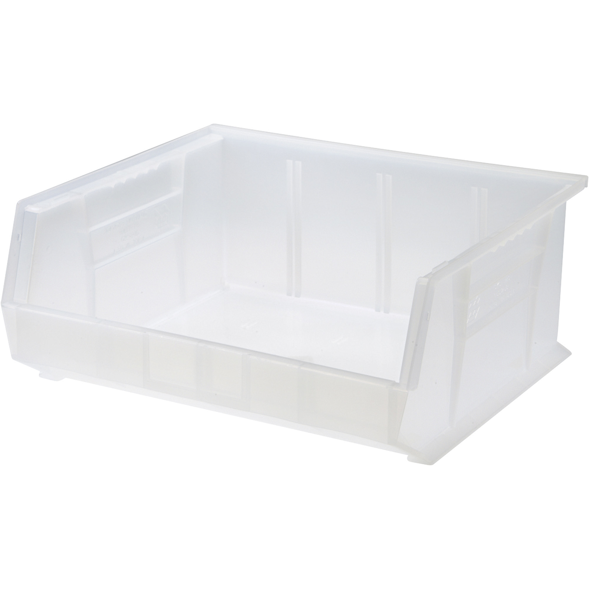 Quantum Storage Stack and Hang Bin, 16in. x 11in. x 8in., Clear, Carton of 4, Model# QUS255CLCS