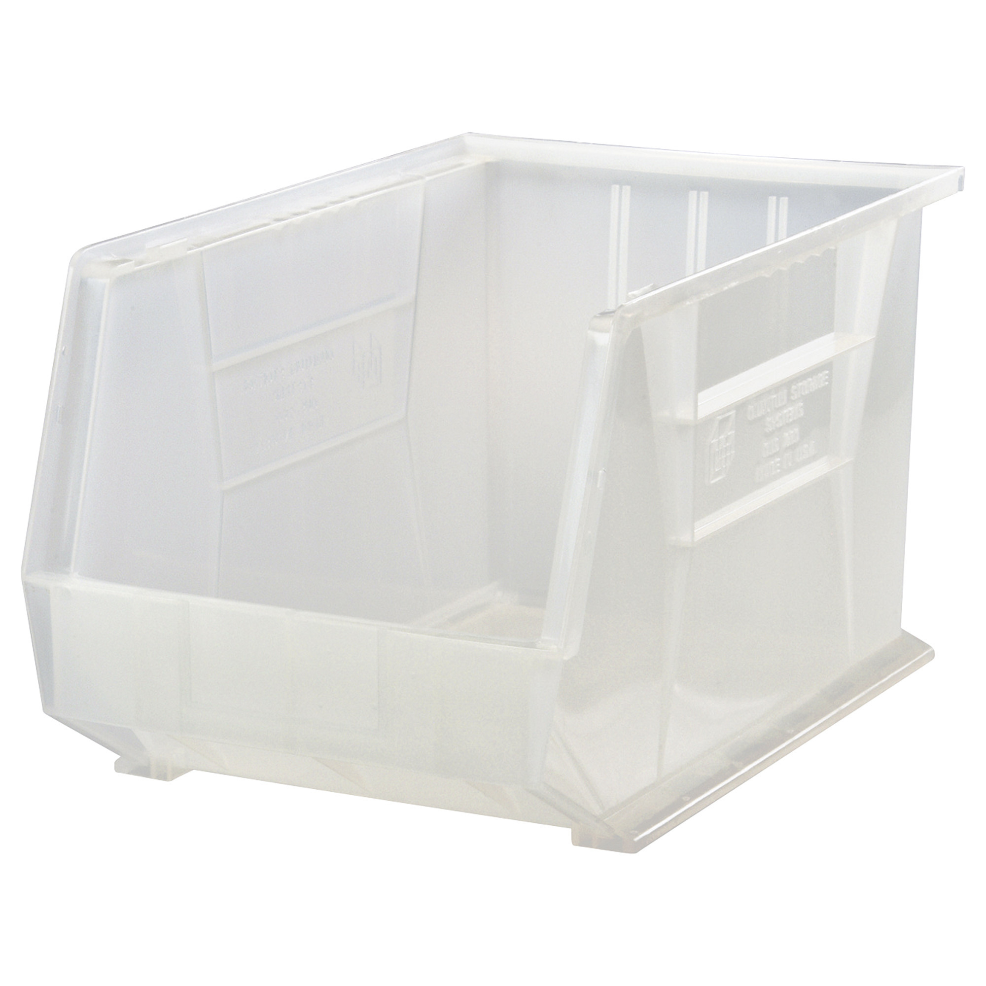 Quantum Storage Stack and Hang Bin, 18in. x 11in. x 10in., Clear, Carton of 4, Model# QUS260CLCS