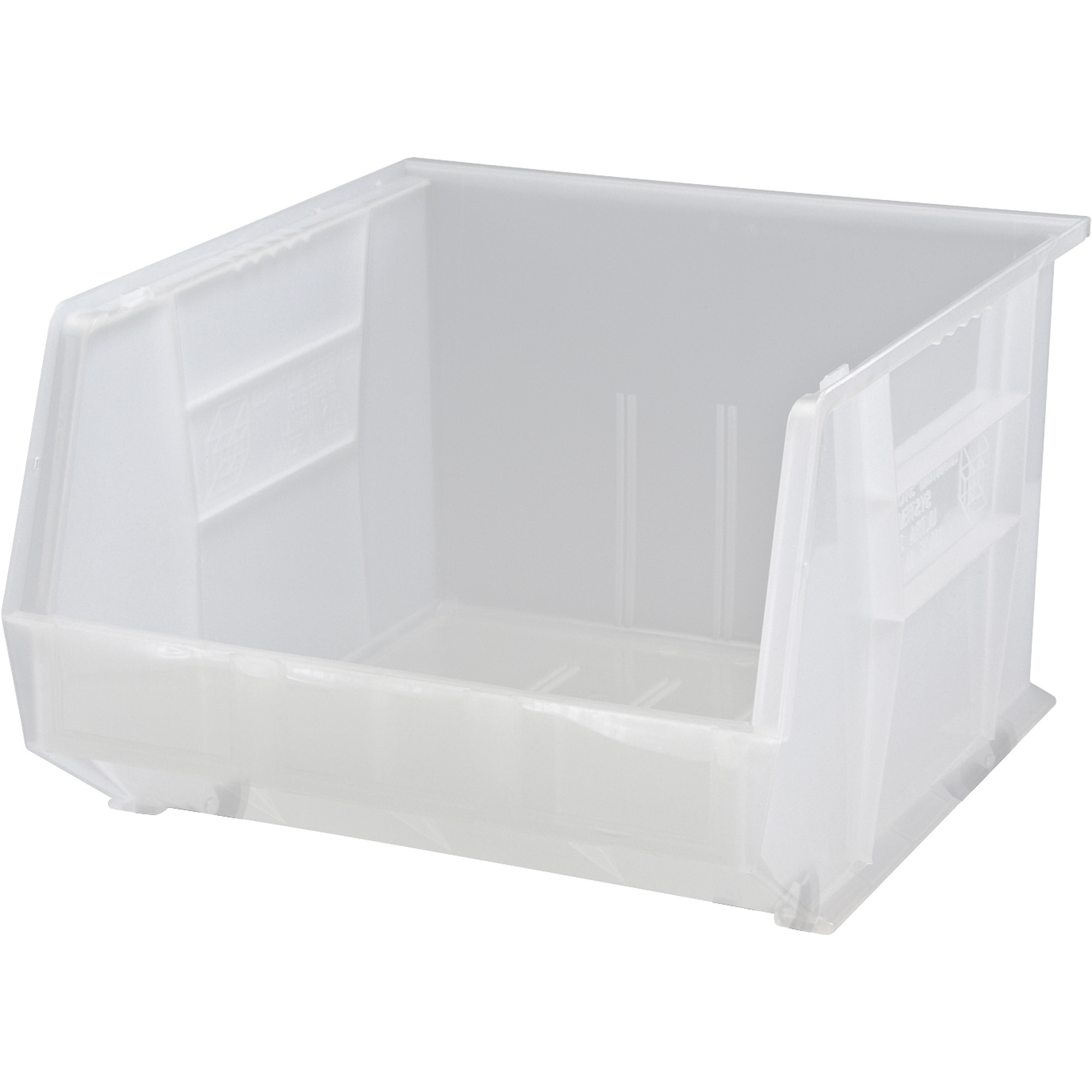 Quantum Storage Stack and Hang Bin, 18in. x 16 1/2in. x 14 1/4in., Clear, Carton of 3, Model# QUS275MOBCLCS