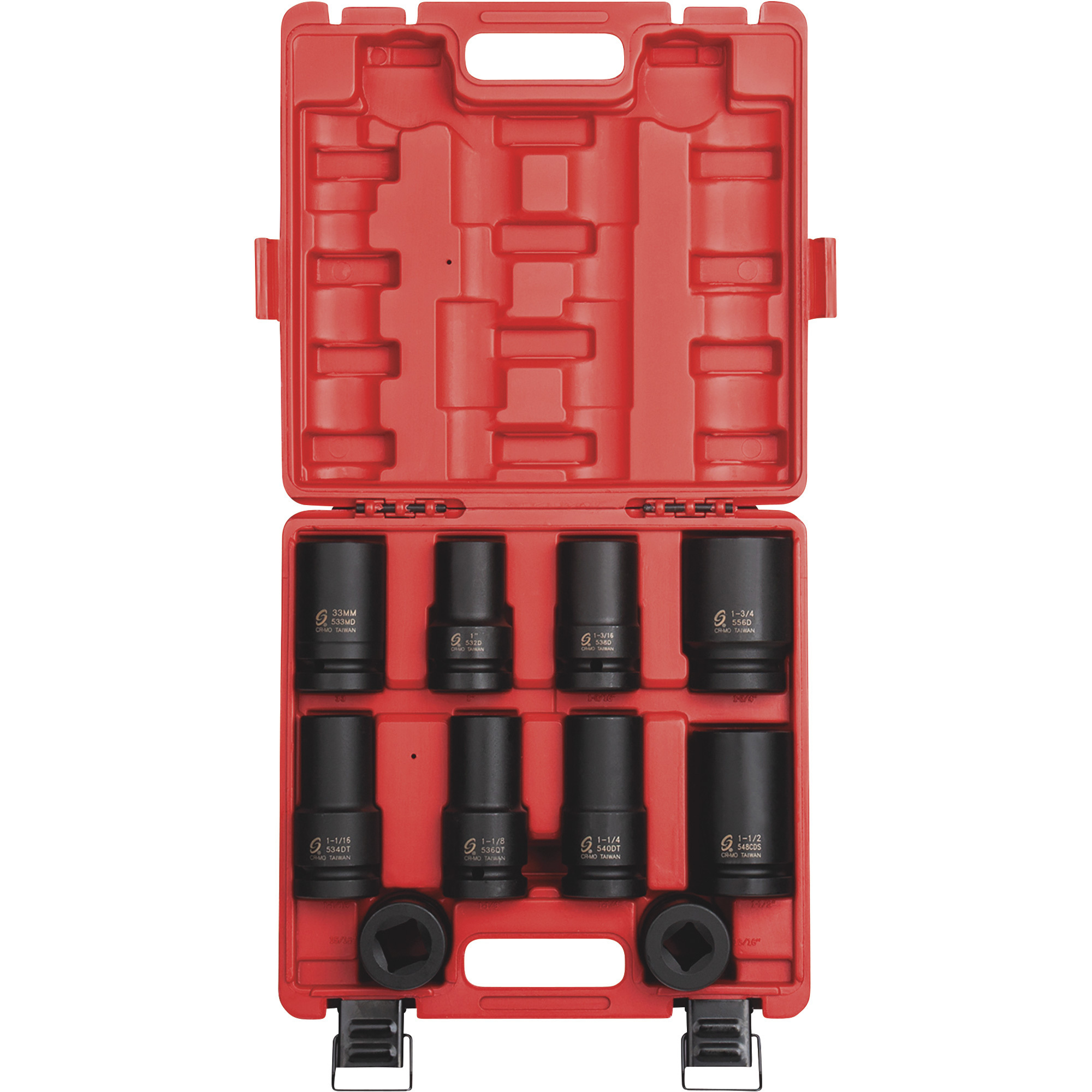 Sunex Heavy-duty Wheel Sae Metric Impact Socket Set, 10-pc.. 1in.-drive 