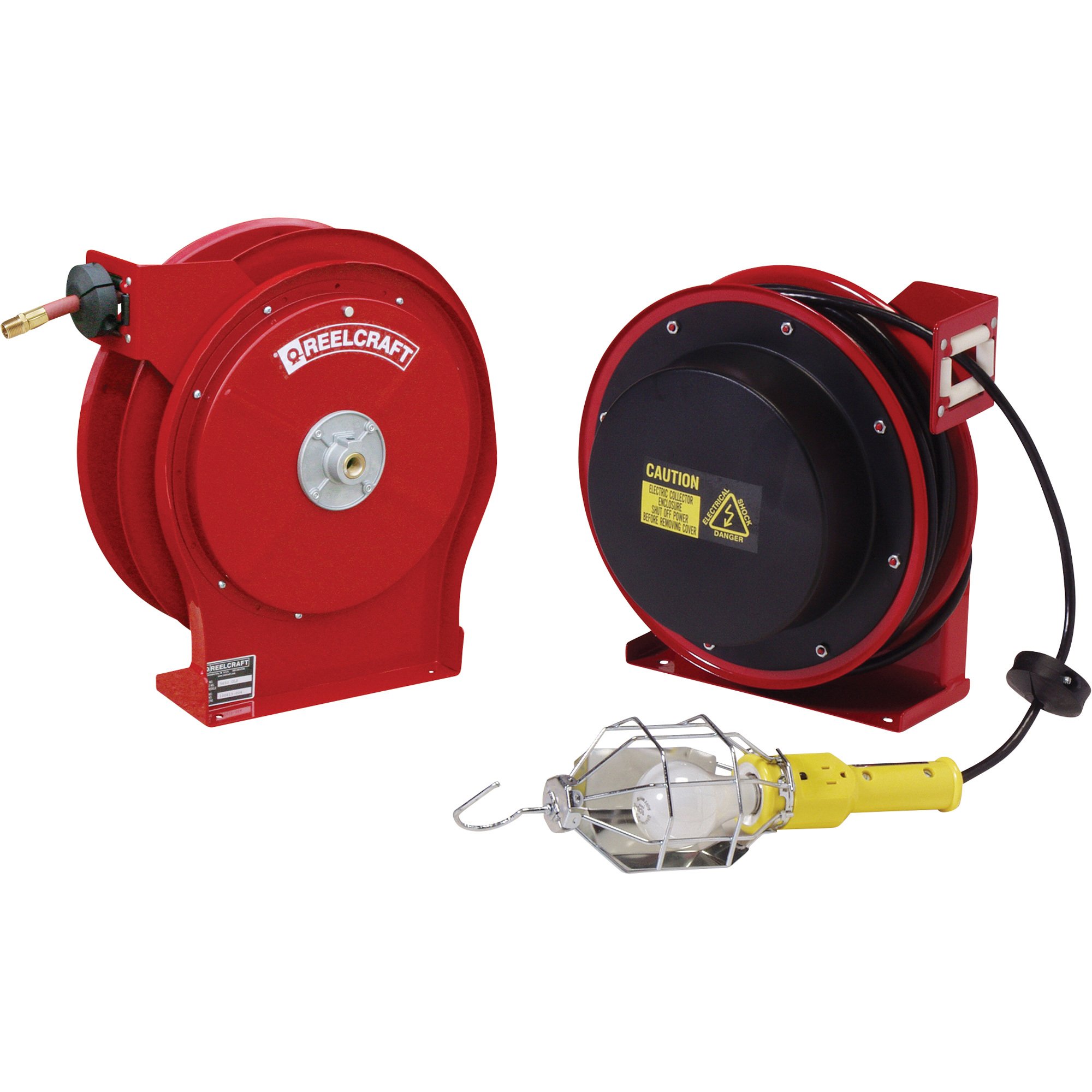 Reelcraft Light and Hose Reel Combo Pack — With 3/8in. x 50ft. PVC Hose and  50ft. Cord with Incandescent Light, Max. 300 PSI, Model#  TP5650OLP-L40501631-92