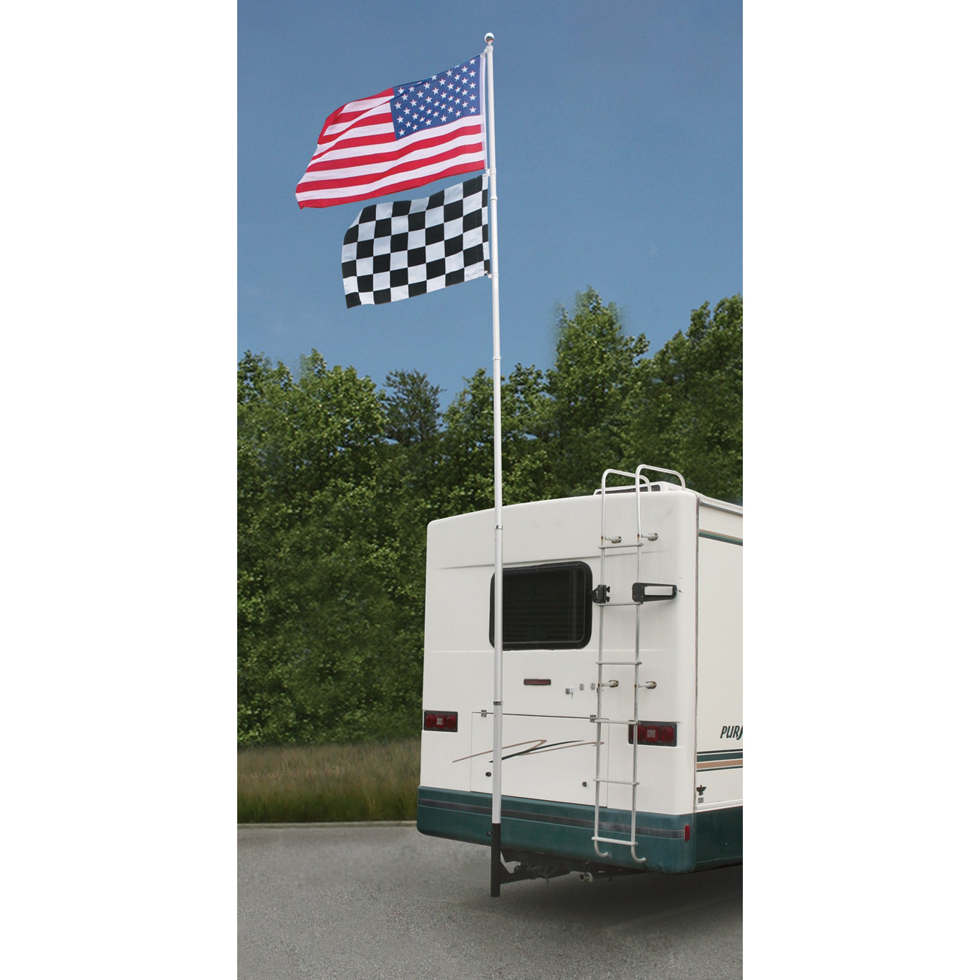 Gooseneck hitch flag clearance pole