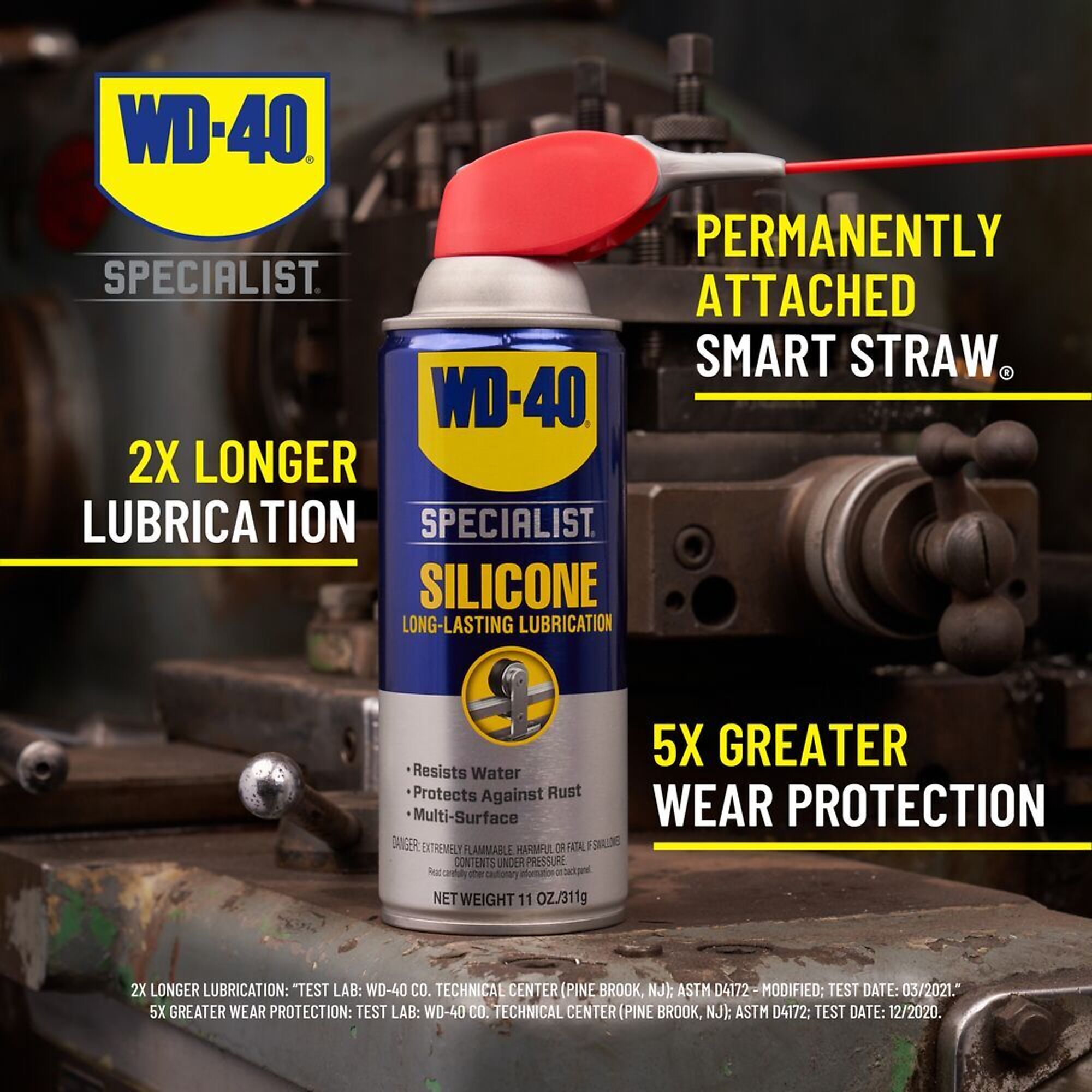 WD-40 Specialist Water Resistant Silicone Lubricant Spray, 11-Oz., With  Smart Straw, Model# 300011