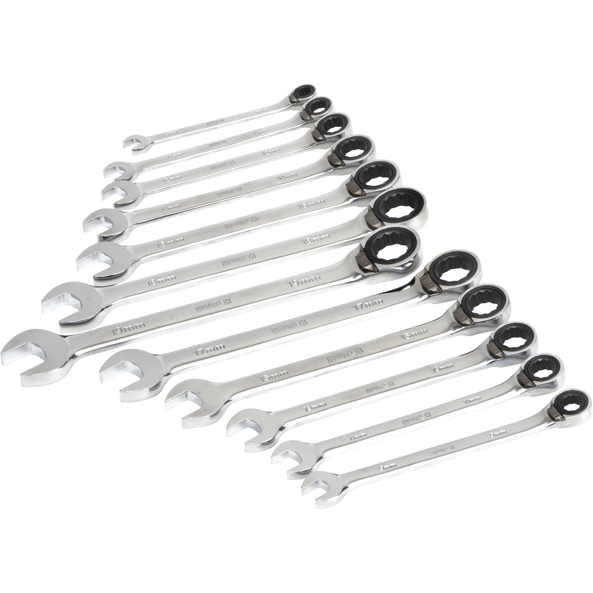 Klutch Reversible Ratcheting Wrench Set — 12-Pc., Metric: 8–19mm ...