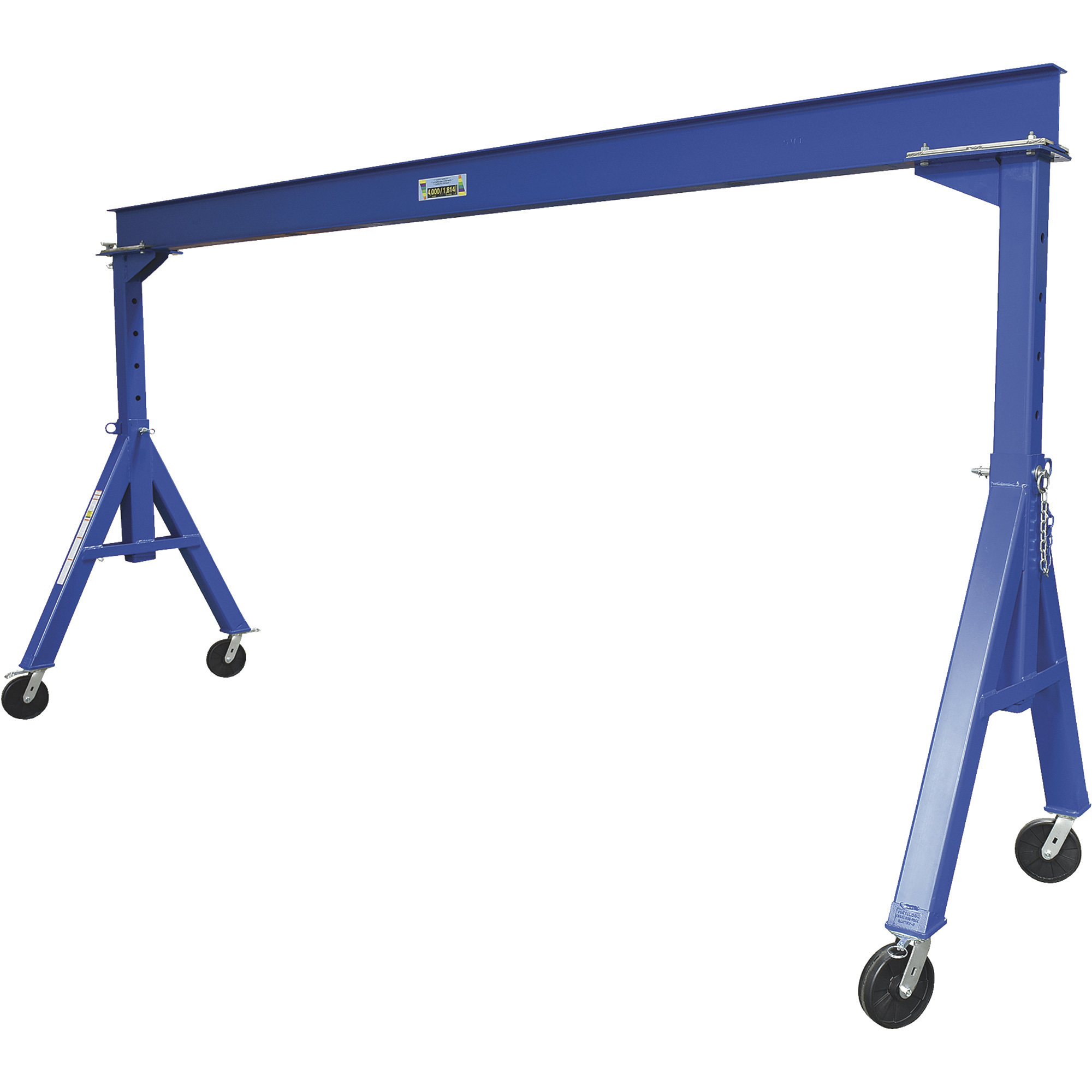 Vestil Steel Adjustable Height Gantry Crane - 15ft. x 7ft., 4,000-Lb. Capacity, Locking Swivel Phenolic Casters, Model# AHS-4-15-7
