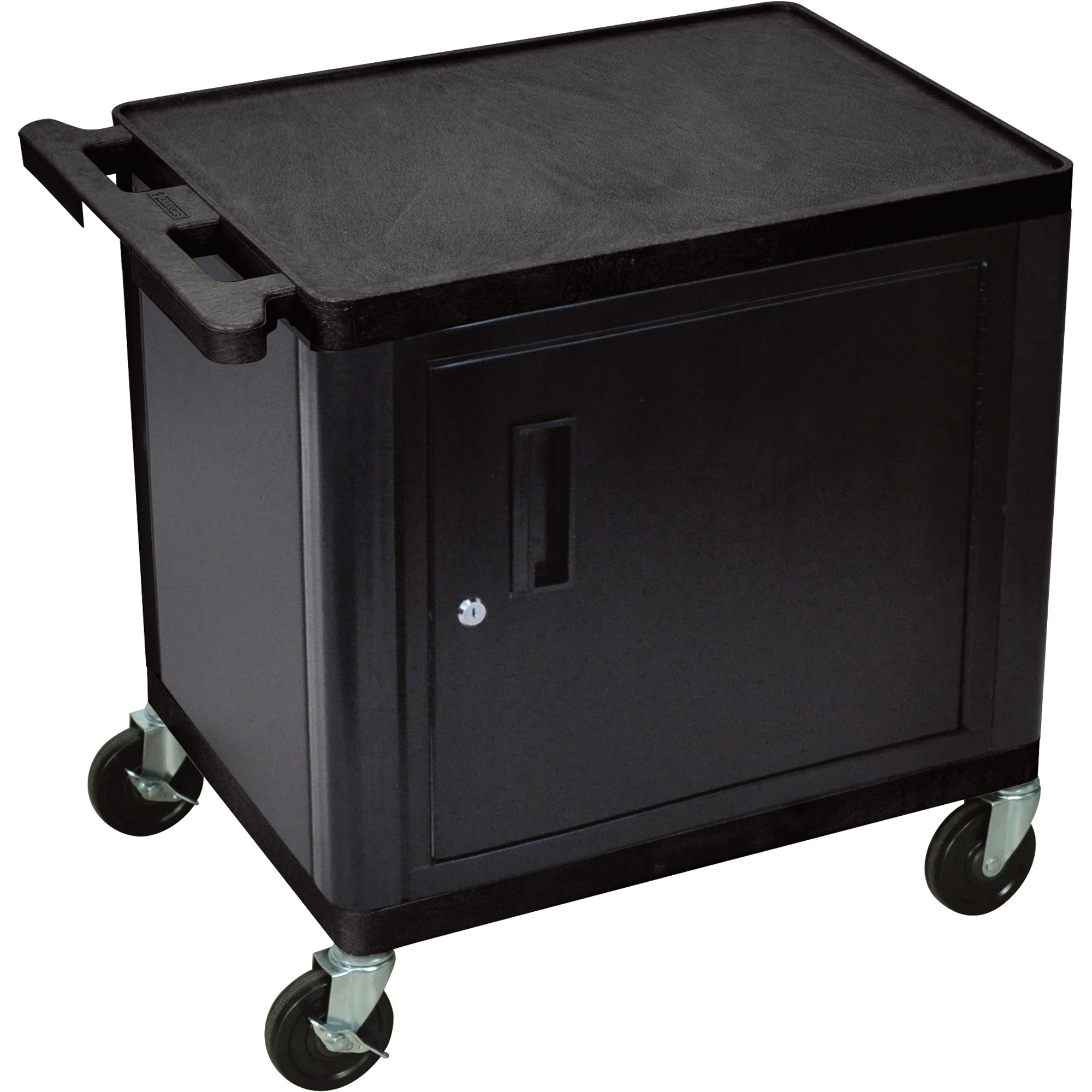 Luxor Utility Cart with Locking Steel Cabinet, 400-Lb. Capacity, 26in.H, Black, Model# LP26C-B
