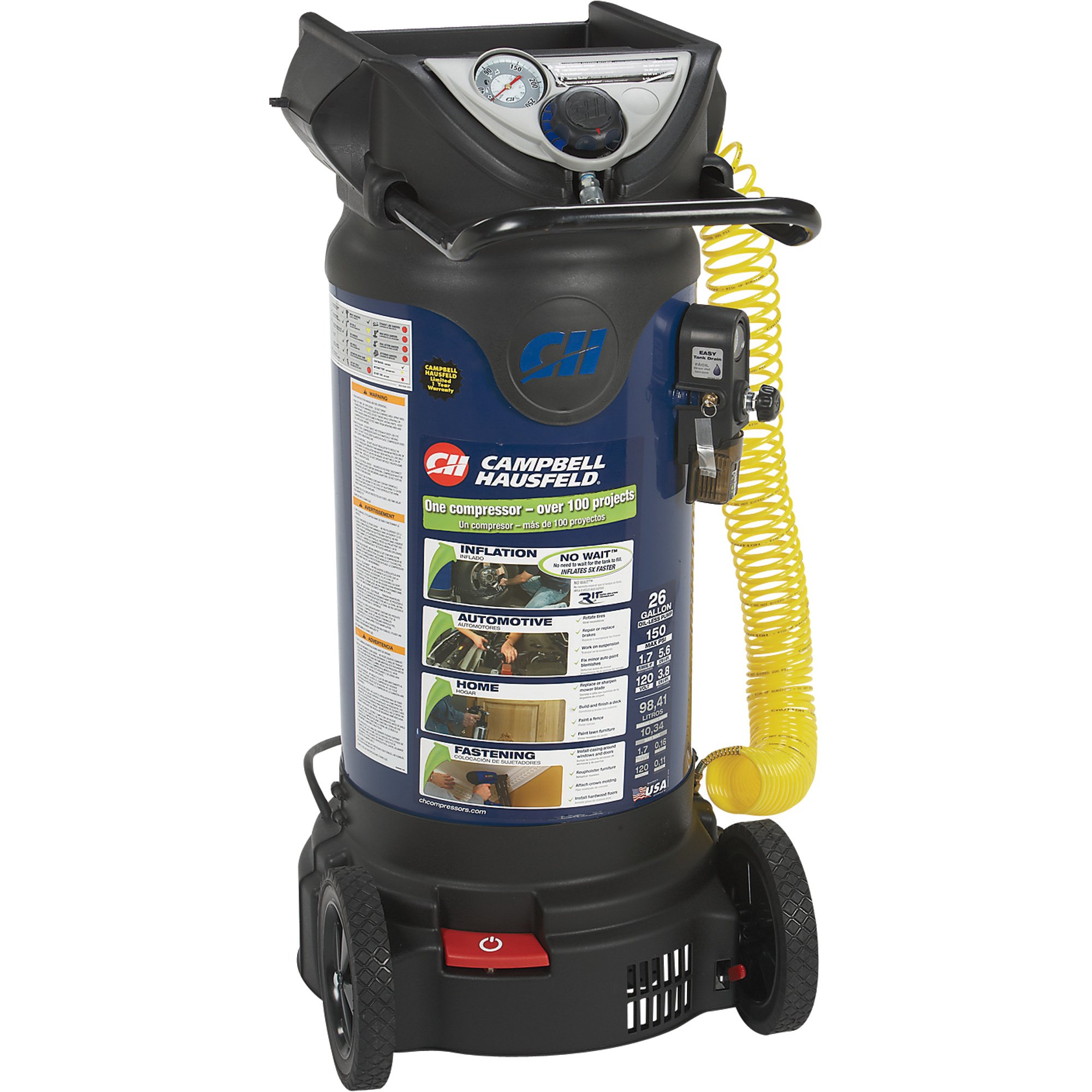 Campbell Hausfeld Reconditioned Flat Top Vertical Air Compressor 1.7 HP 26 Gallon Model WL670100RB Northern Tool
