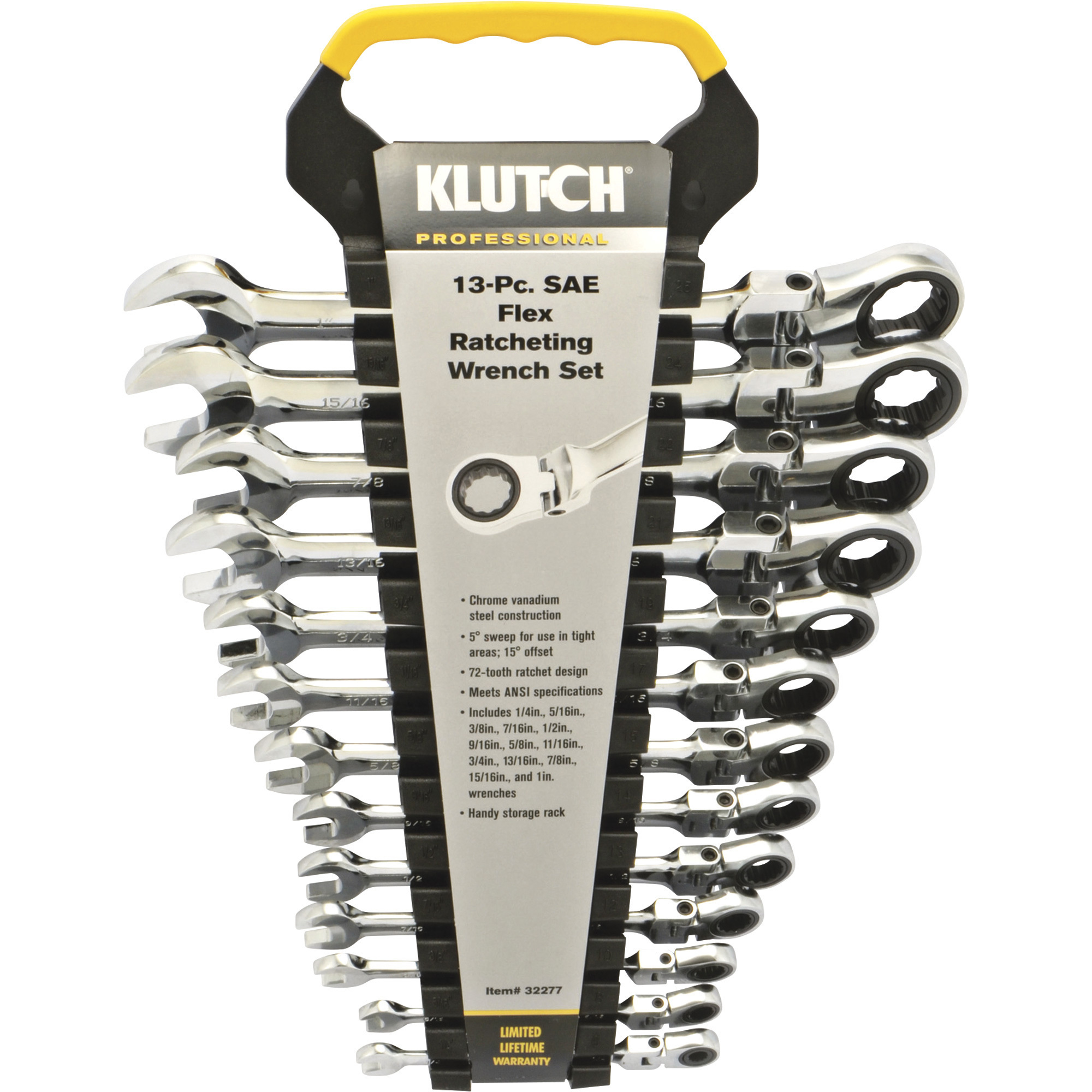 Klutch Flex Ratchet Wrench Set, 13-Pc., SAE, 1/4in.-1in. | Northern Tool