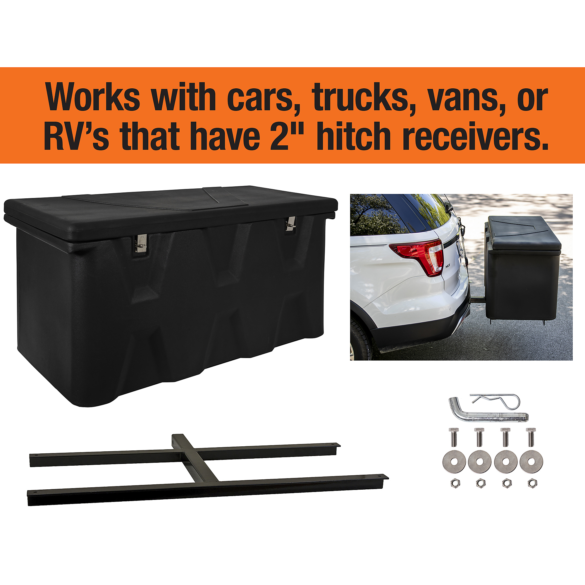 RomoTech, Tailgate Hitch Mount Poly Cargo Carrier Travel Storage Box ...