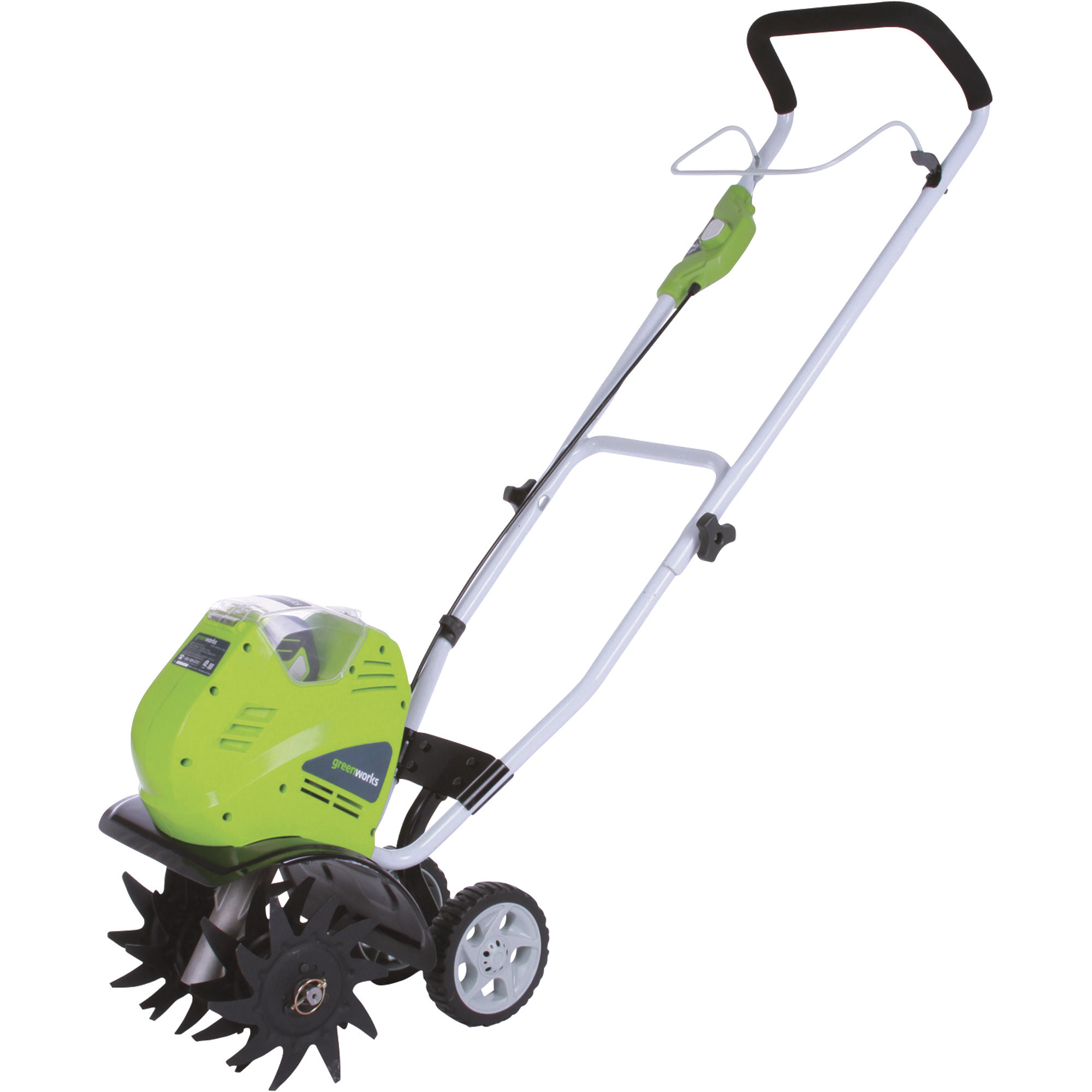 Greenworks 40V Li-Ion Cordless Cultivator, 8 1/4in. to 10in. Working Width,  Model# 27062