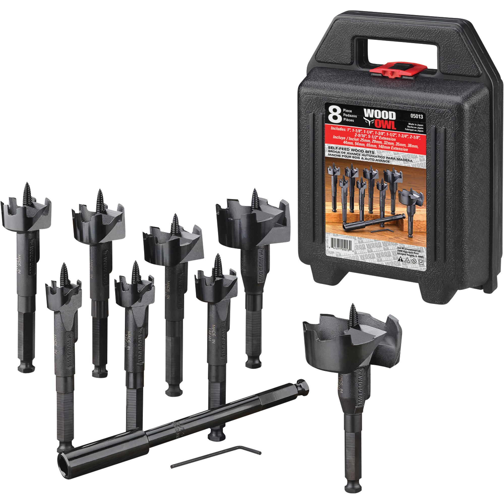 WoodOwl 8-Pc. Contractor's Self-Feed Wood Bit Kit, Model# 0513