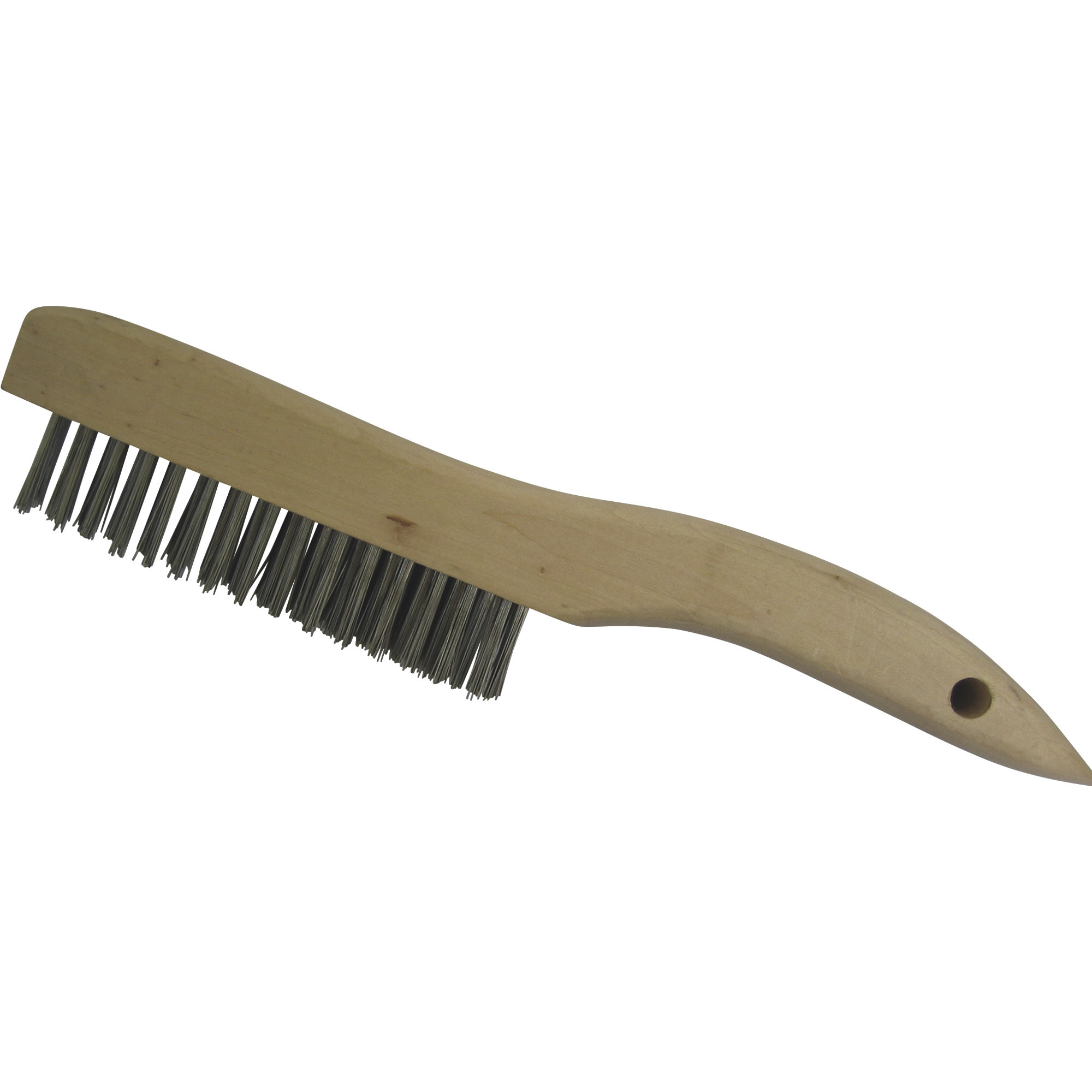 Klutch Steel Wire Brush, Wood Handle, 4 x 16 Rows, 12in.L