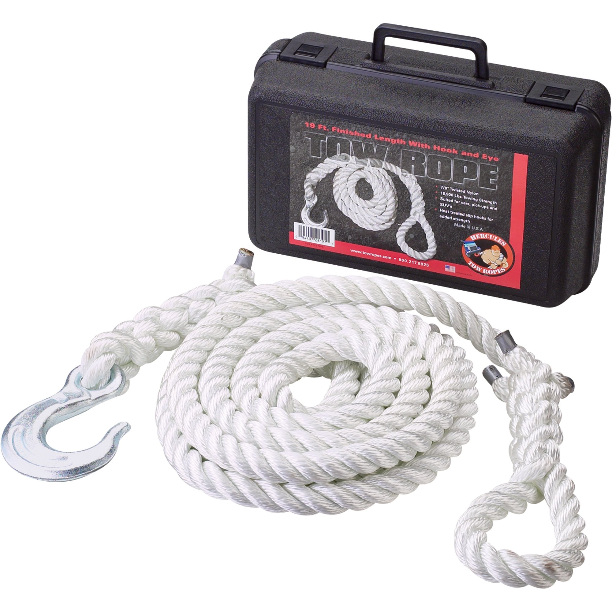 Hercules Tow Ropes Nylon Tow Rope — 7/8in. x 19ft., Model# T2819HE-F