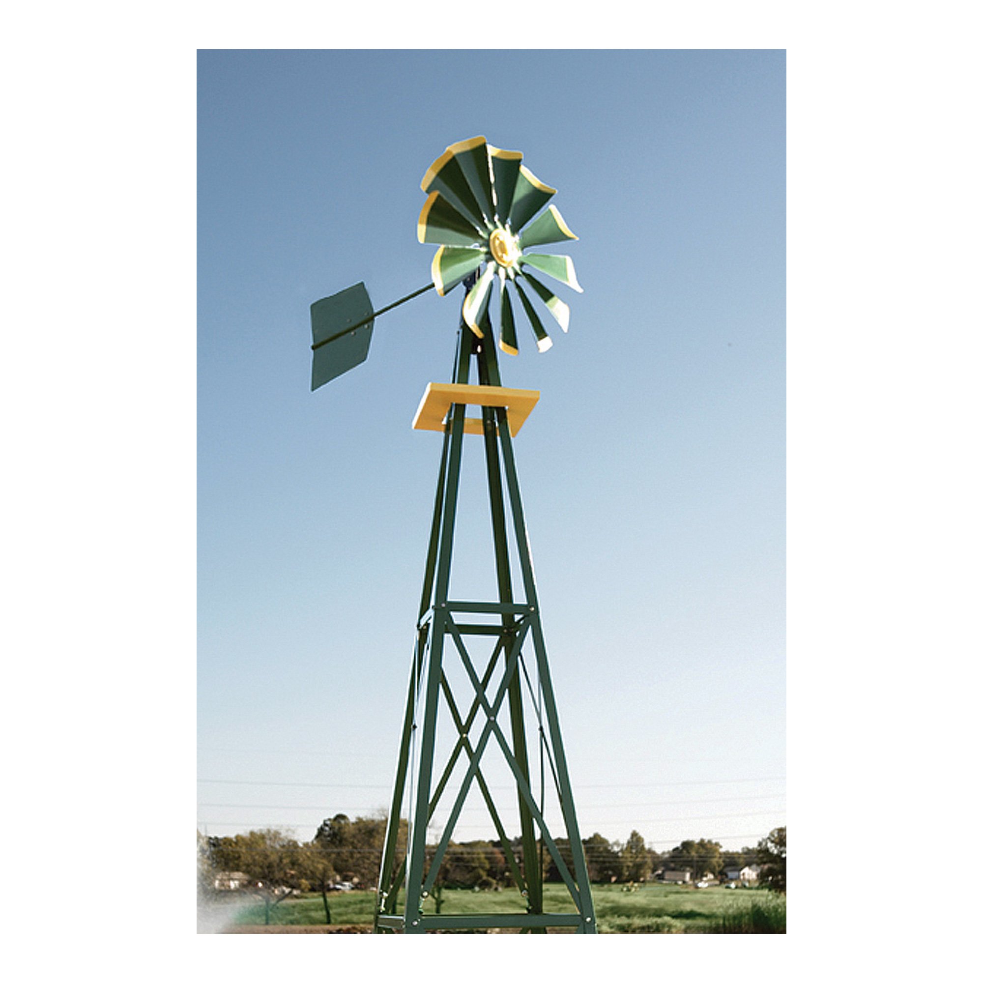Outdoor Water Solutions Ornamental Backyard Windmill — Green & Yellow ...