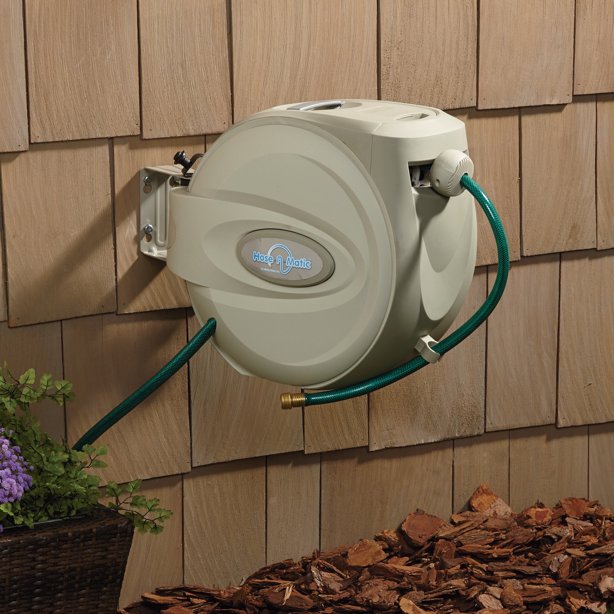 Hose-A-Matic Wall-Mount Garden Hose Reel — Holds 5/8in. x 66ft. Hose,  Model# 88002