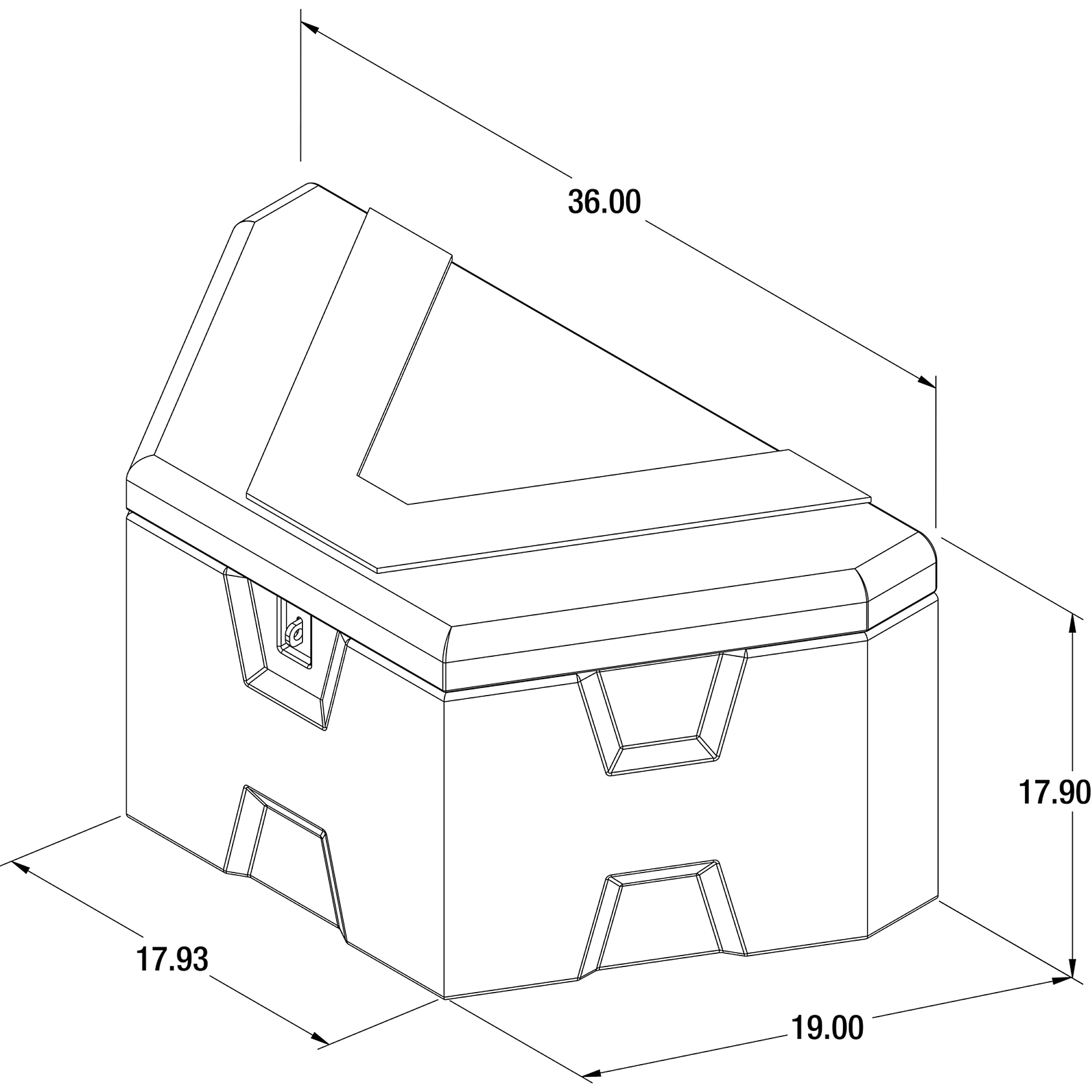 Buyers Products Trailer Tongue Box — Poly, Black, 36in.W x 19in.D x ...