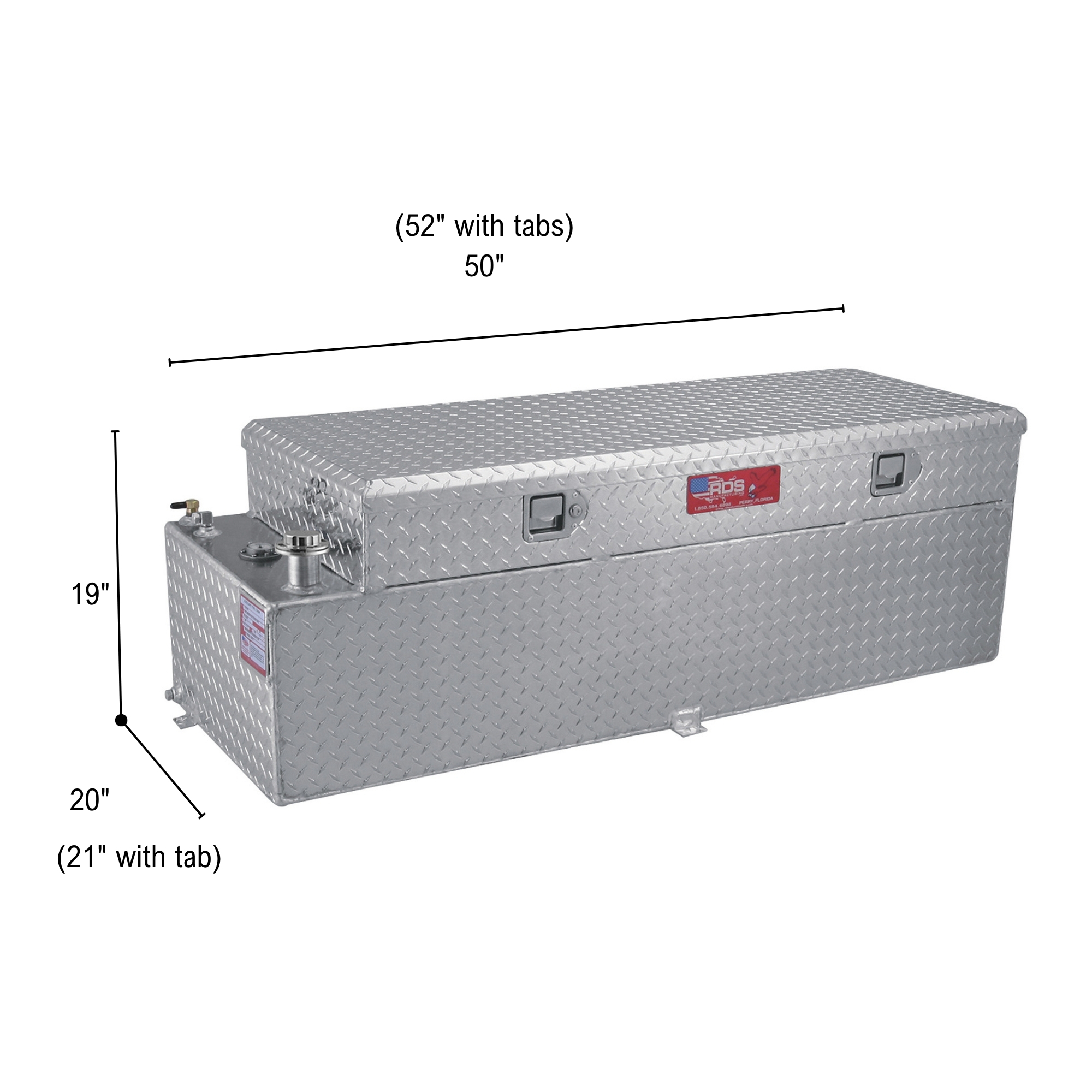 RDS Aluminum Auxiliary Fuel Tank Toolbox Combo, 51 Gallons