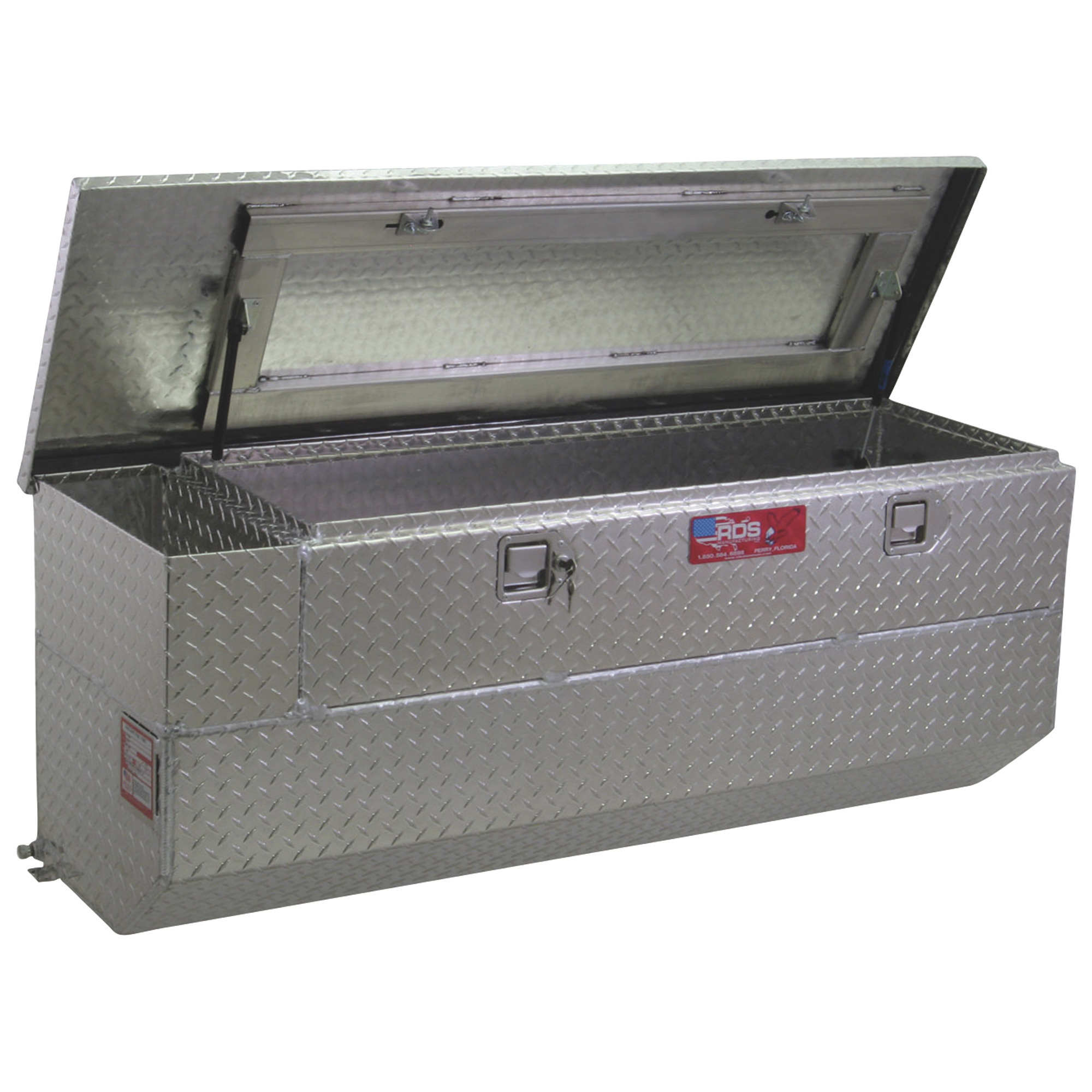 RDS Aluminum Auxiliary Fuel Tank Toolbox Combo, 41 Gallon, Rectangular,  Diamond Plate, Model# 72773