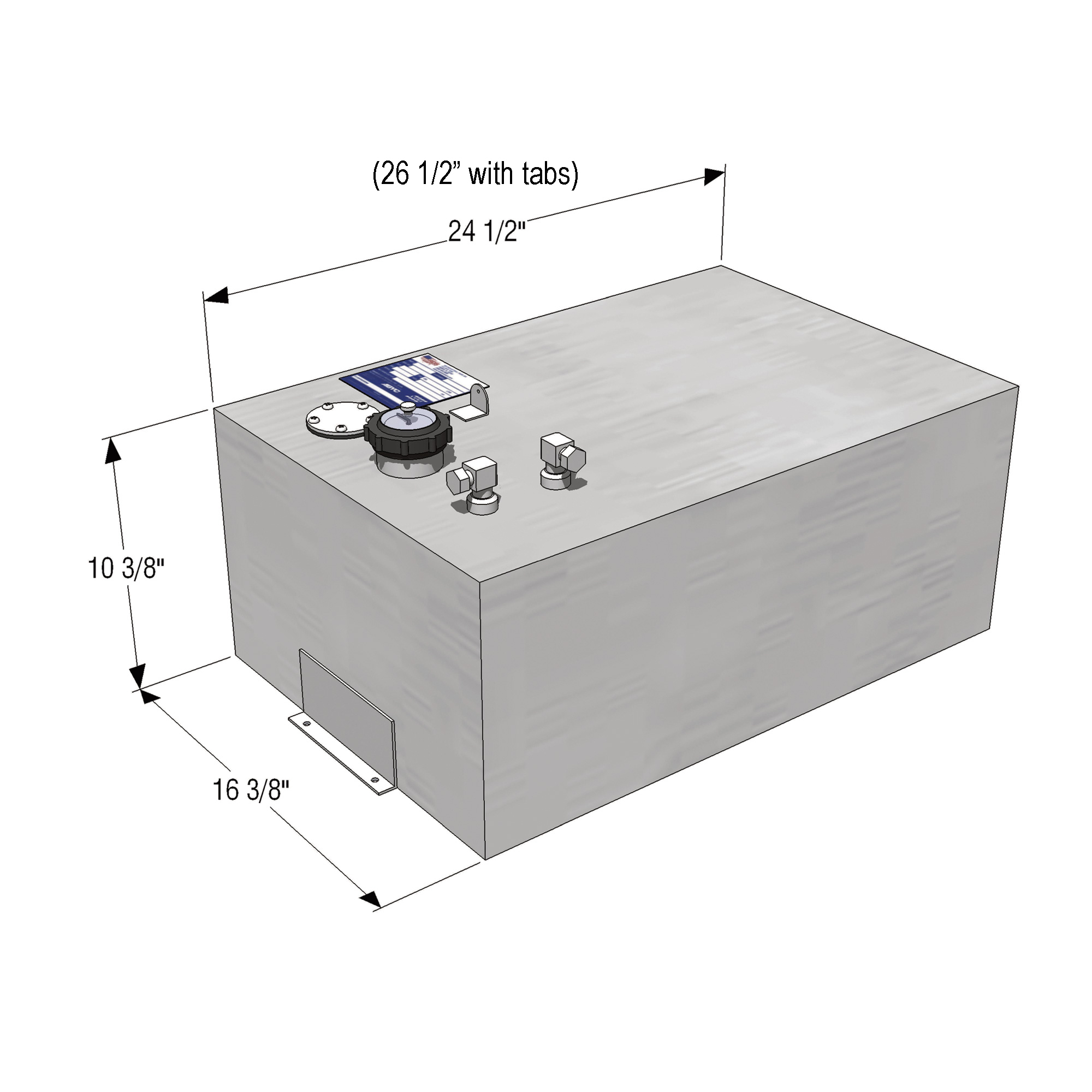 RDS Aluminum General Purpose Fuel Tank, 18 Gallon, Rectangular, Smooth ...