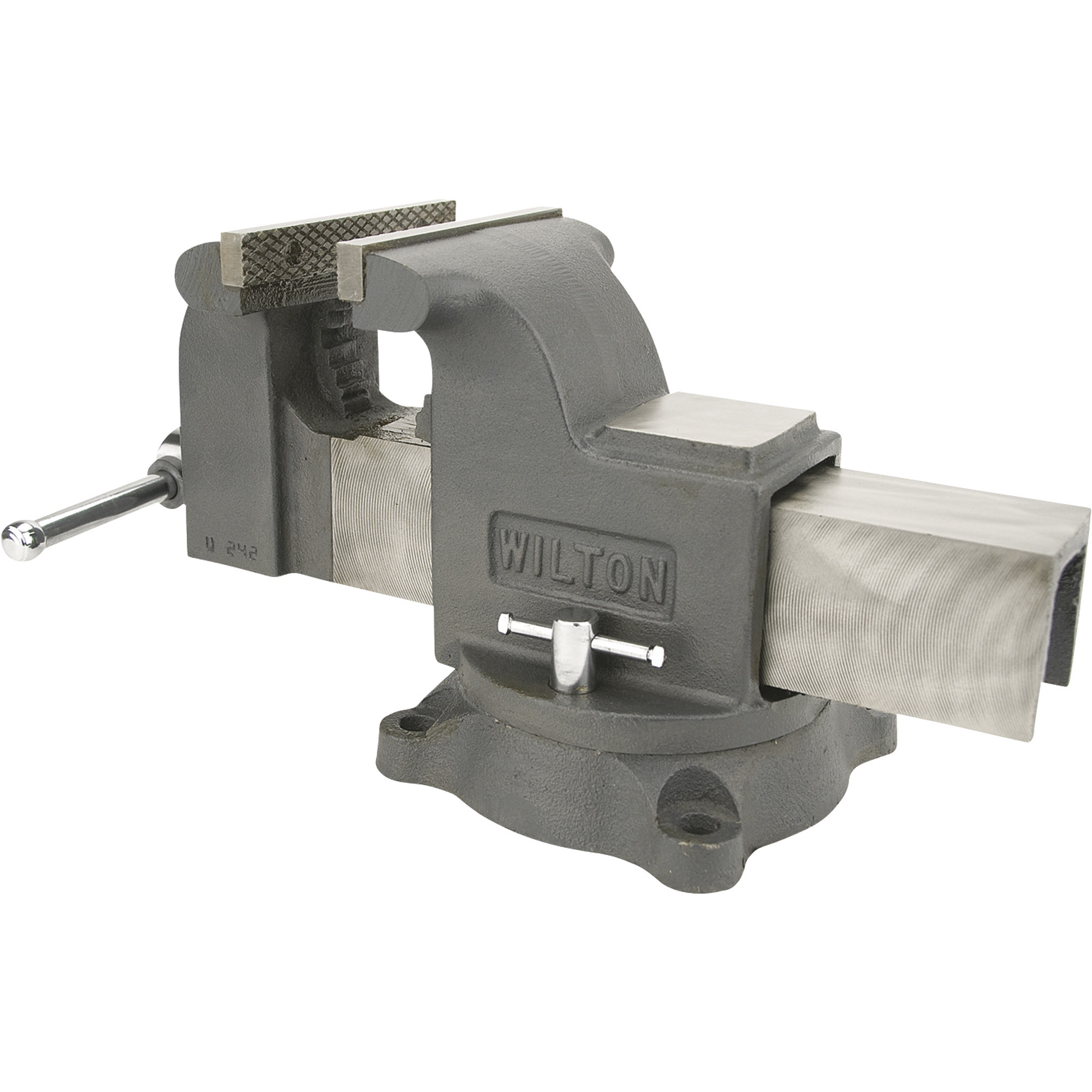 thumbnail interactive-video image 1 of VEVOR Bench Vise, 8" Jaw Width, 8" Max Jaw Opening Multipurpose Vise With 360 Swivel Locking Base 3 7 Throat Depth Black 1 of 12