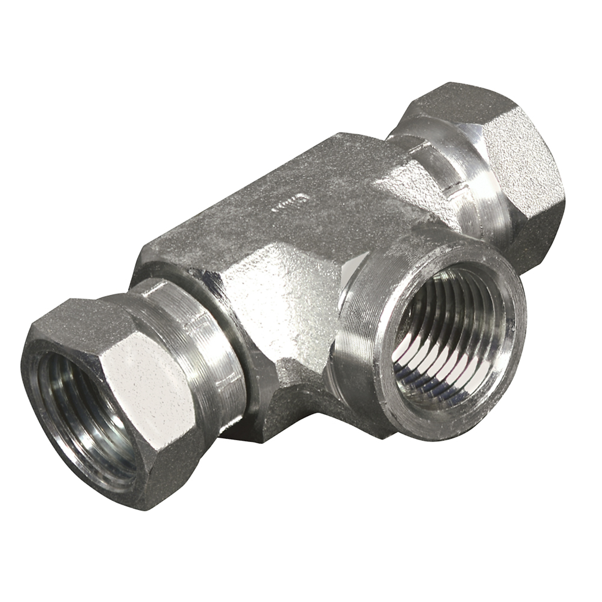 Universal Tee Fitting — 1/2in. Female NPT x 1/2in. Female NPT Swivel x 1/2in. FNPT, Model# 39035915