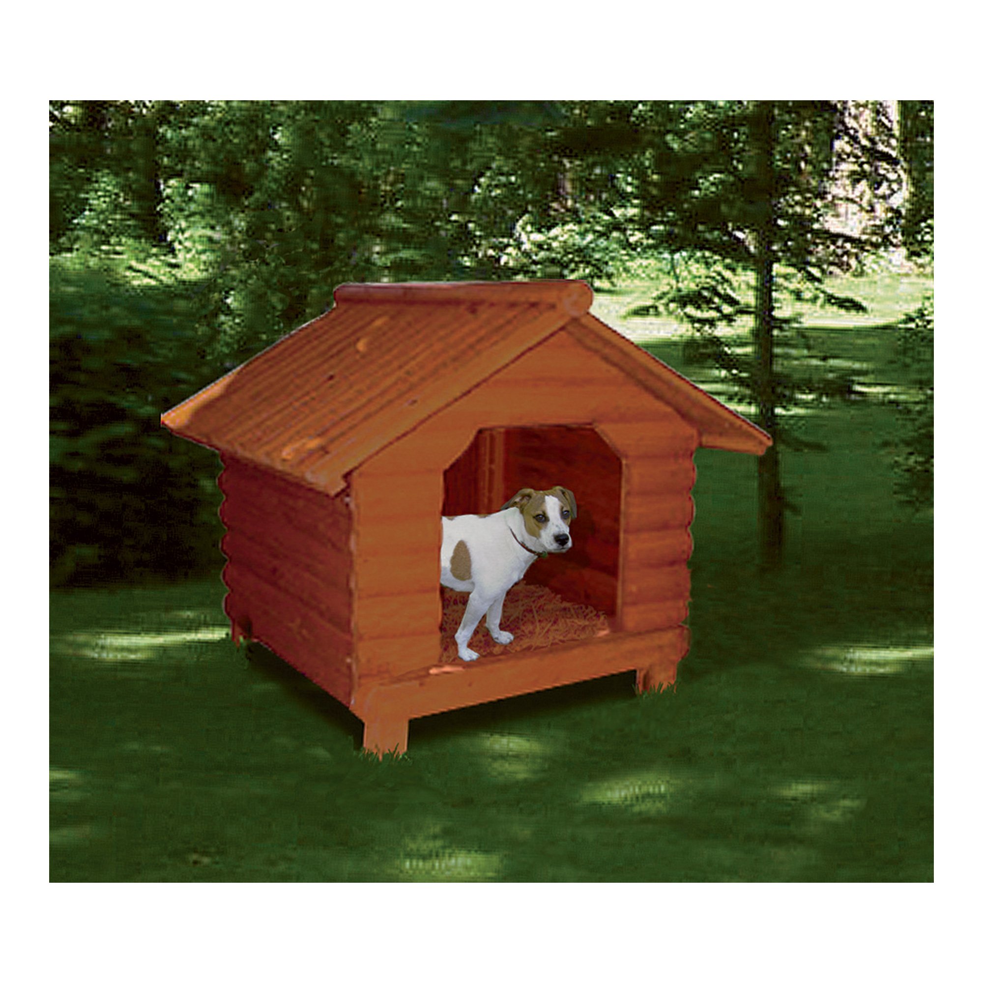 Merry Products Large Log Cabin Doghouse — 38in.W x 44in.D x 34in.H