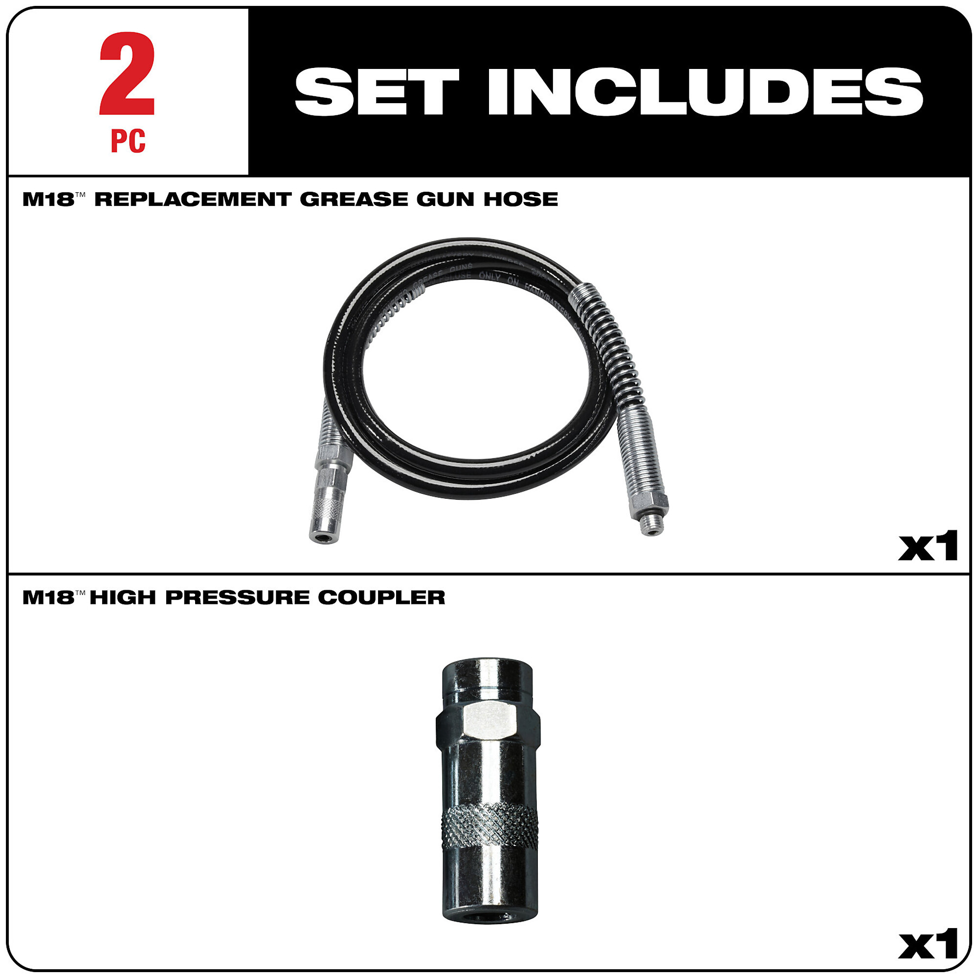 Milwaukee Grease Gun Replacement Hose with Coupler — 48in.L, Model 49