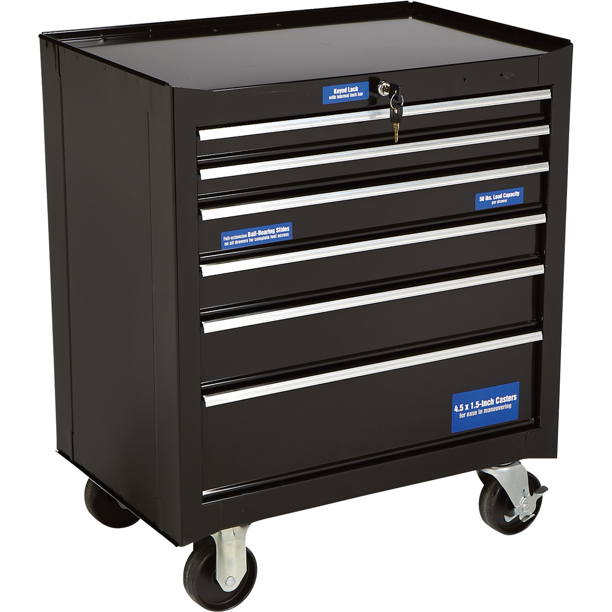 Waterloo 6-Drawer Rolling Tool Cabinet, Model# DCP2706BK