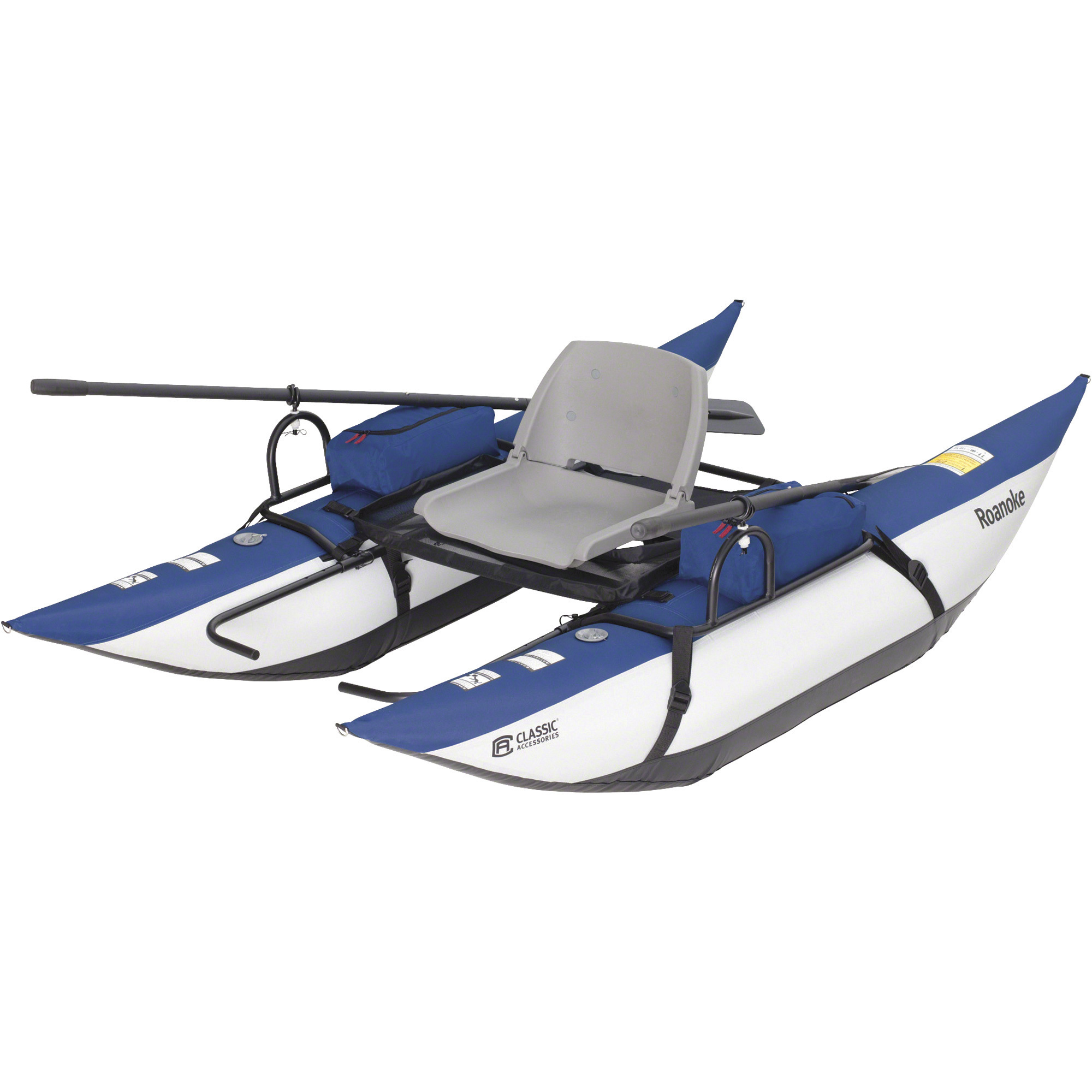 Classic Accessories Roanoke Inflatable Pontoon Boat, Blueberry and Silver,  96in.L x 55in.W x 29in.H, Model# 32-048-010601-00