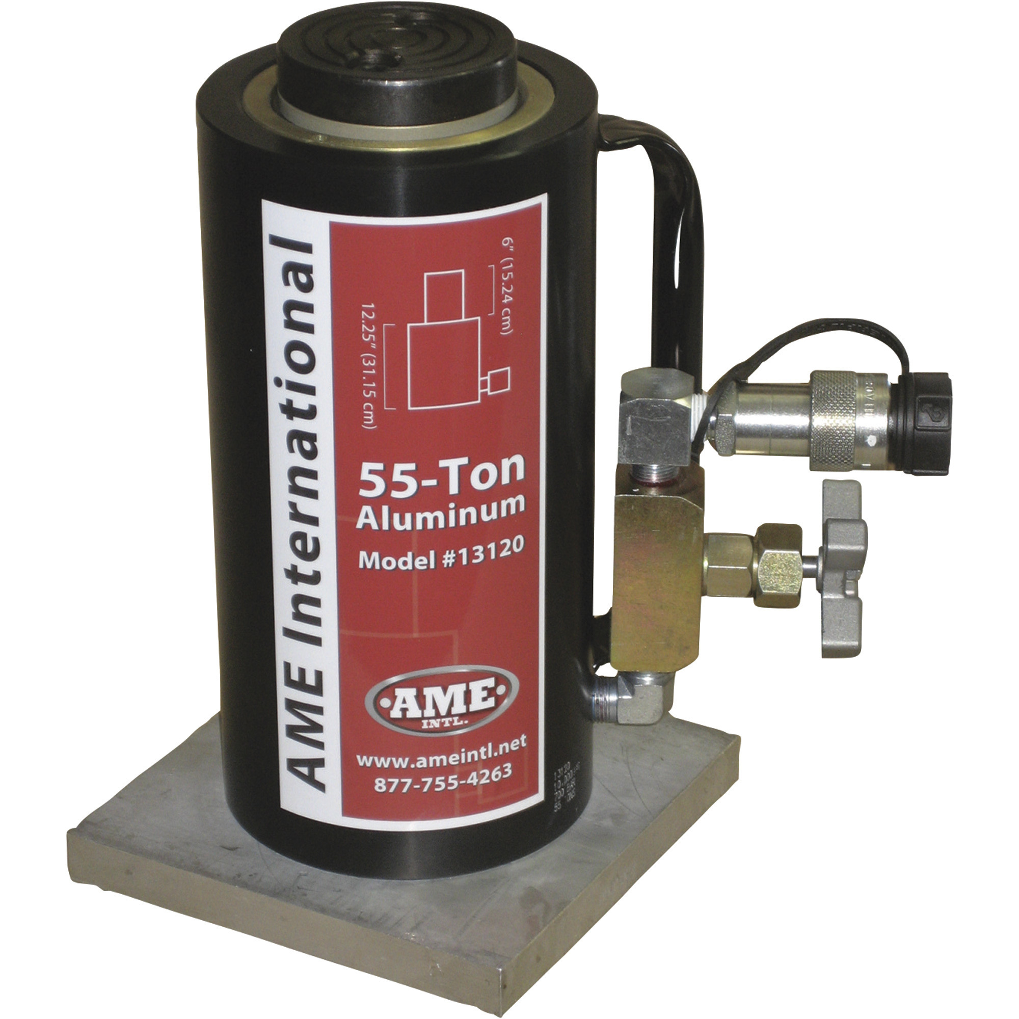 Ame International Aluminum Jack, 55-Ton Capacity, 6in. Stroke, Model# 13120