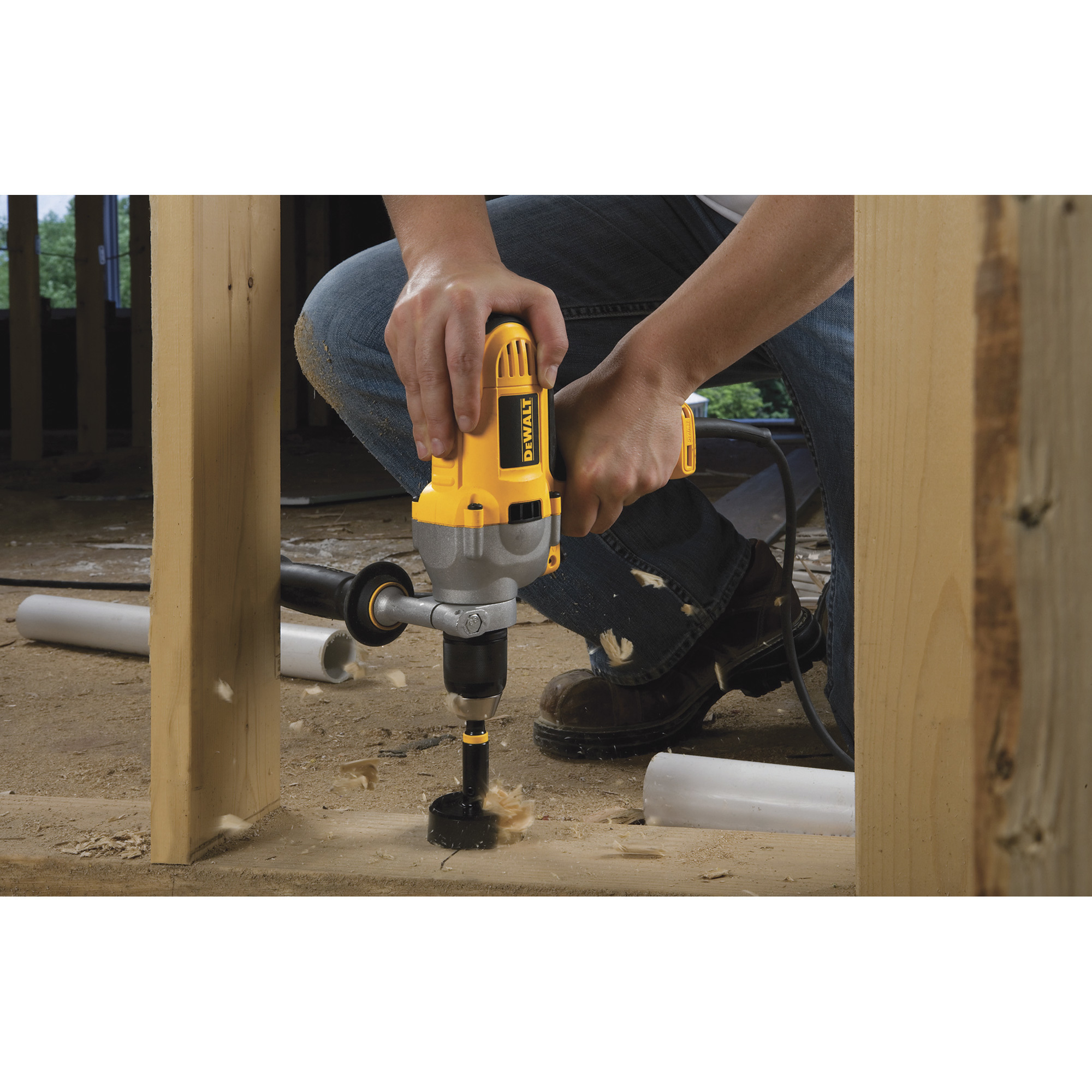 DEWALT VSR Mid-Handle Corded Electric Drill, Keyless Chuck