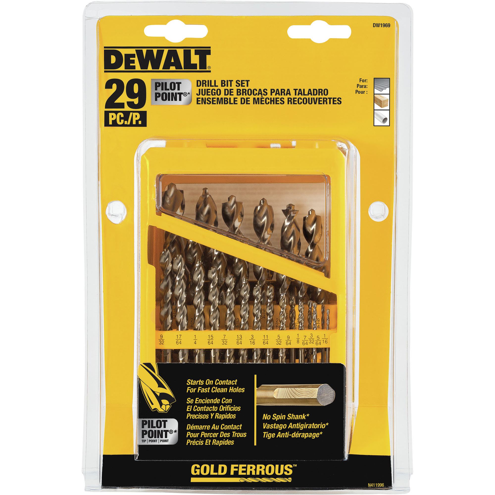 DEWALT Pilot Point Gold Ferrous Oxide Drill Bit Set, 29-Pc., Model