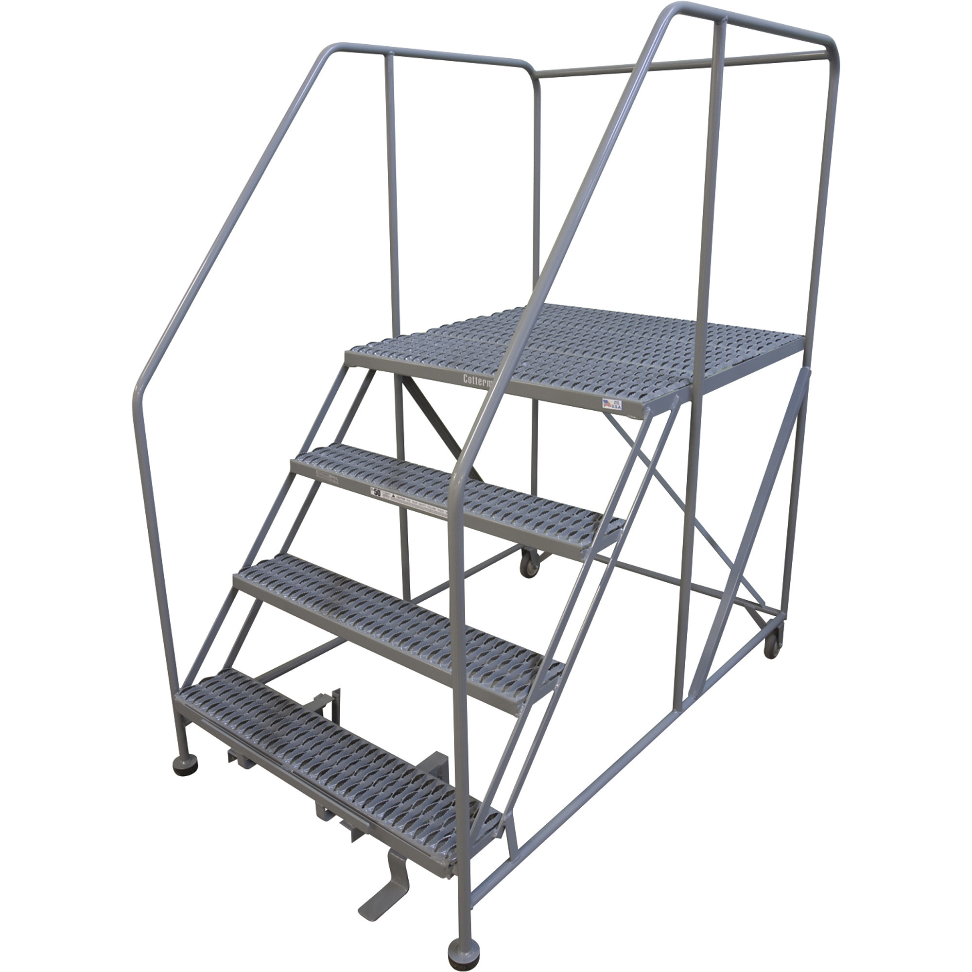 Cotterman Rolling Work Platform, 800-Lb. Capacity, 36in. x 36in. Work Platform, 4 Step, Model# 4WP3636RA3B4B8AC1P6