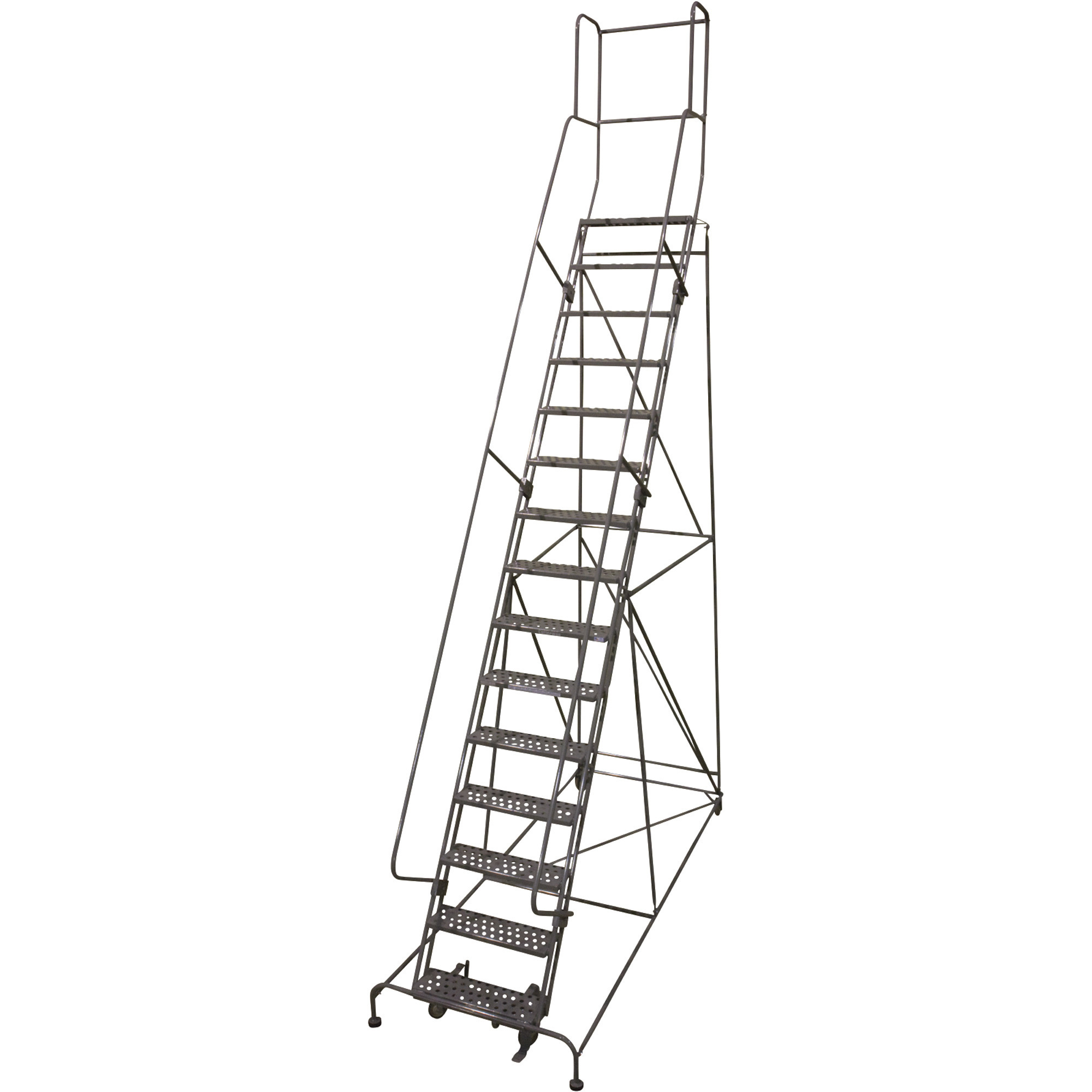 Cotterman Rolling Steel Ladder, 450-Lb. Capacity, 15-Step Ladder, 150in.H Platform, Model# 1515R2642A1E20B4C1P3