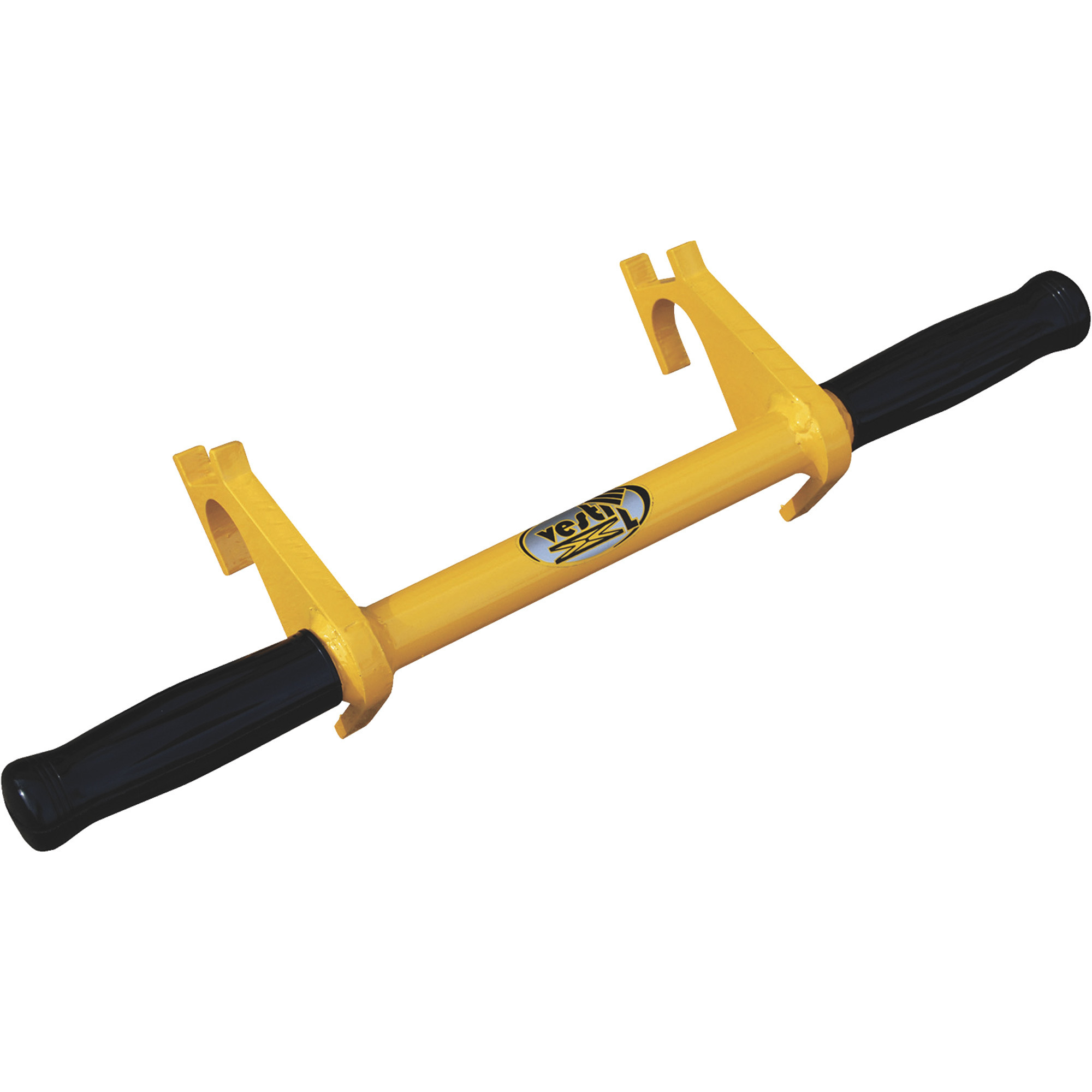 Vestil Ergonomic Drum Handle - 18in. Length, Yellow Powder-Coated Steel, Built-In Bung Nut Wrench