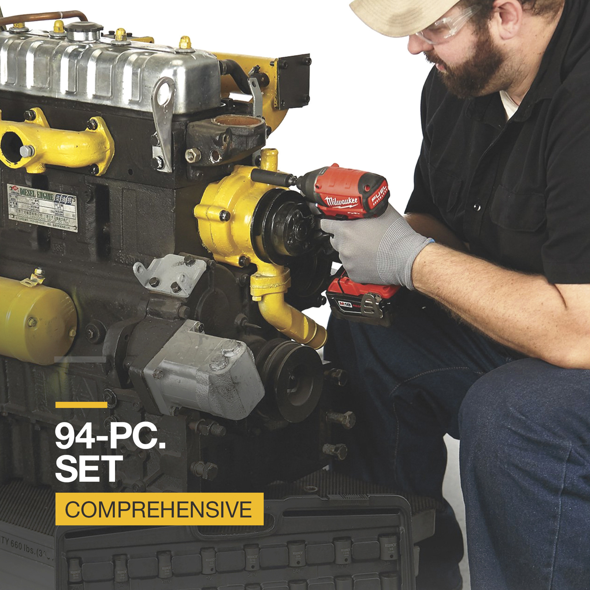 Klutch Impact Socket Set, 94Pc. 3/8in. & 1/2in.Drive, SAE & Metric